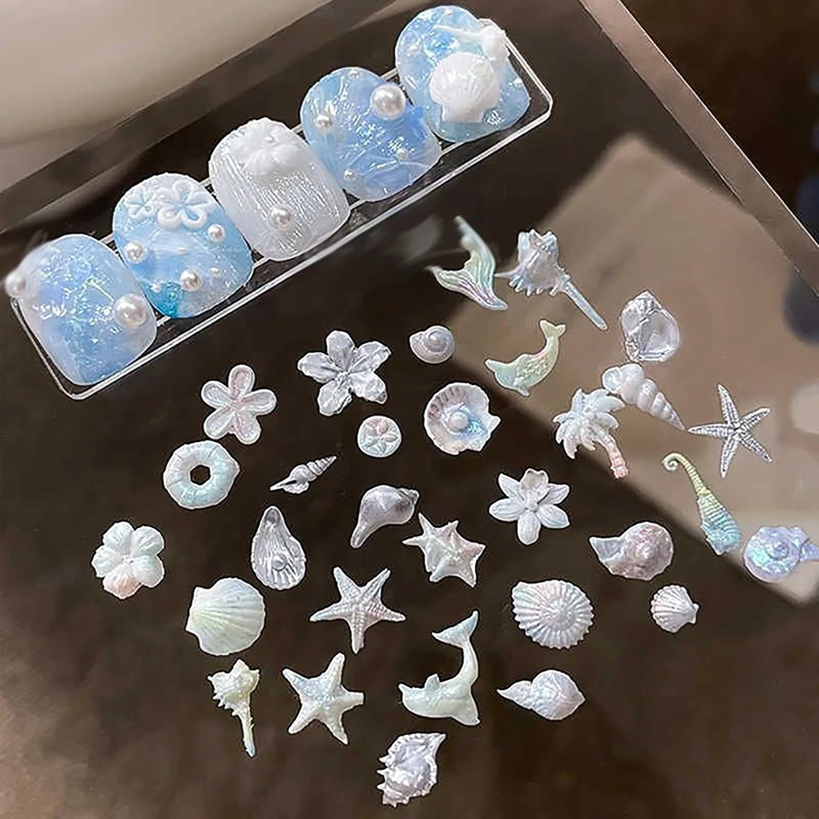3D Ocean Silicone Nail Art Mold with Double-Head Carving Pen, Ocean Beach Res…