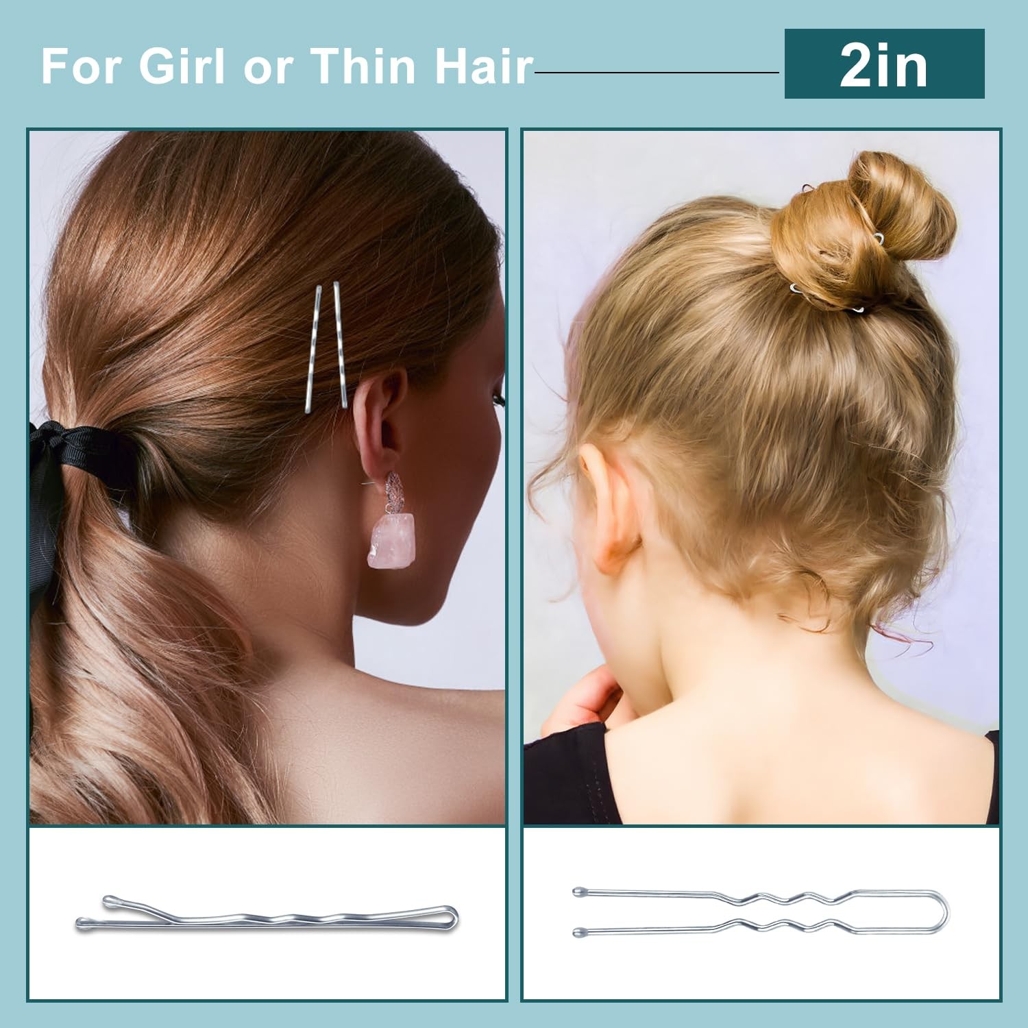 TsMADDTs Hair Pins Kits, 200 pcs Silver Bobby U Shaped for E-Silver