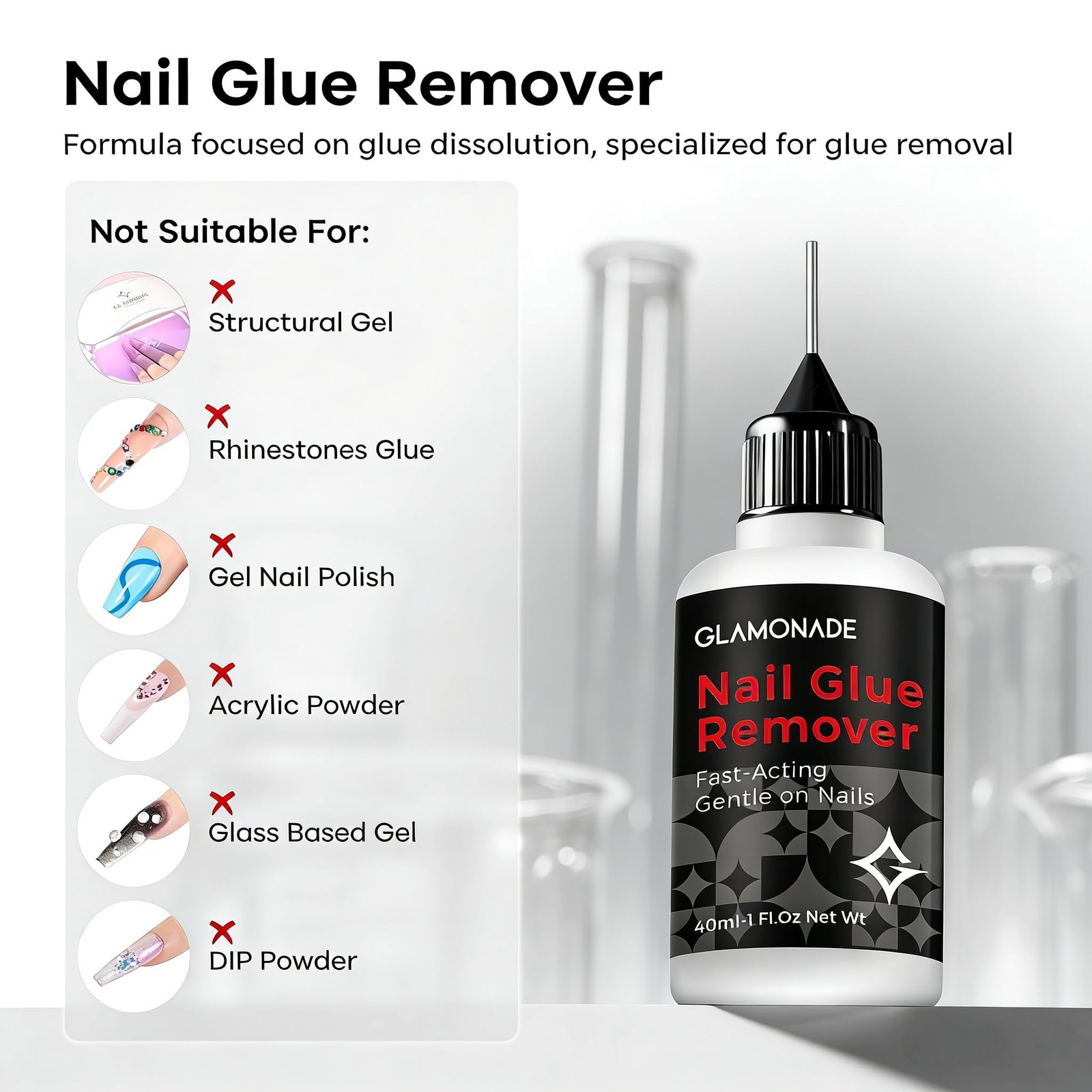 Glamonade Press on Nail Glue Remover: Pinpoint Fake 1.33 Fl Oz (Pack of 1)