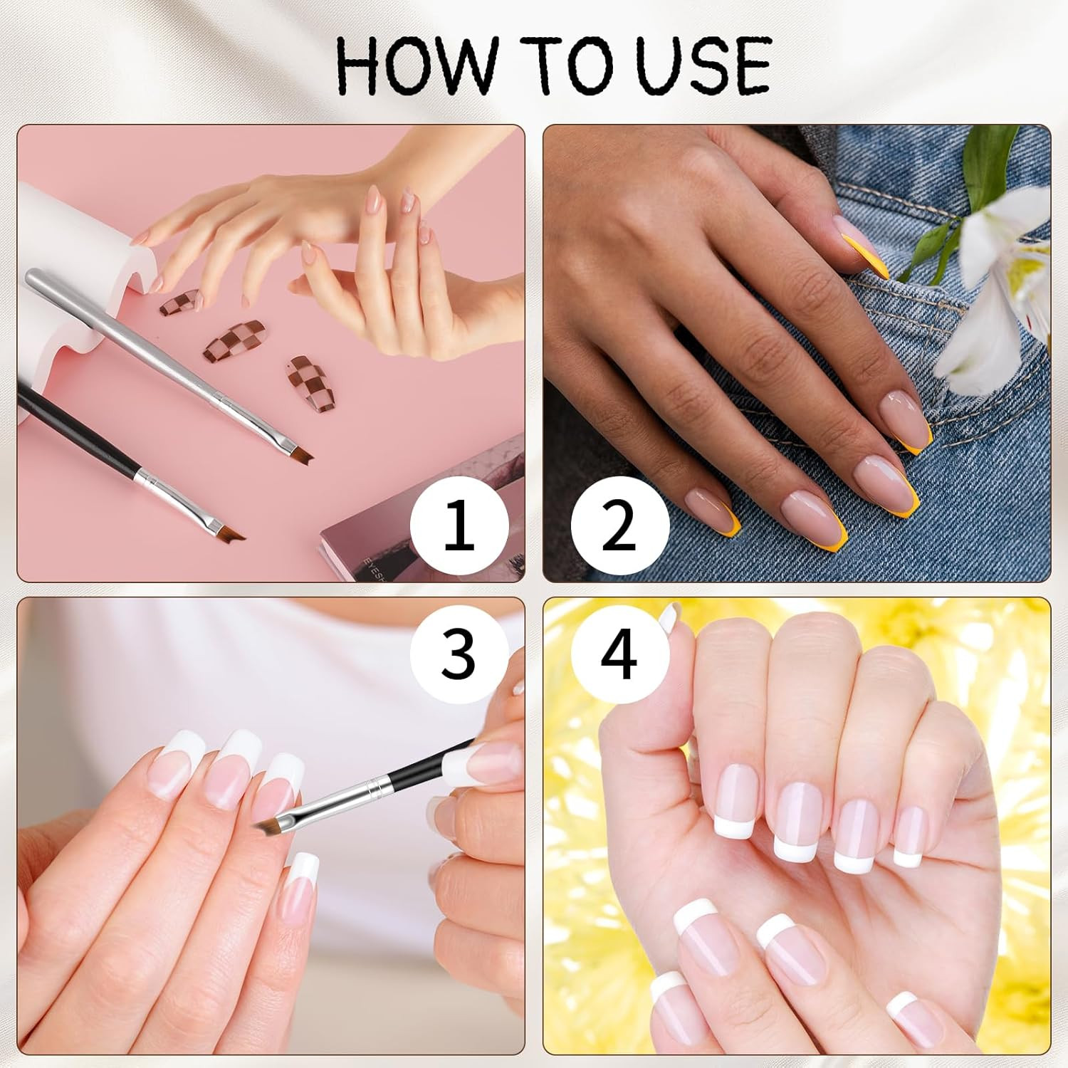 French Tip Nail Brushes Set, Oblique Head Nail Brushes Moon Shape French Brush O