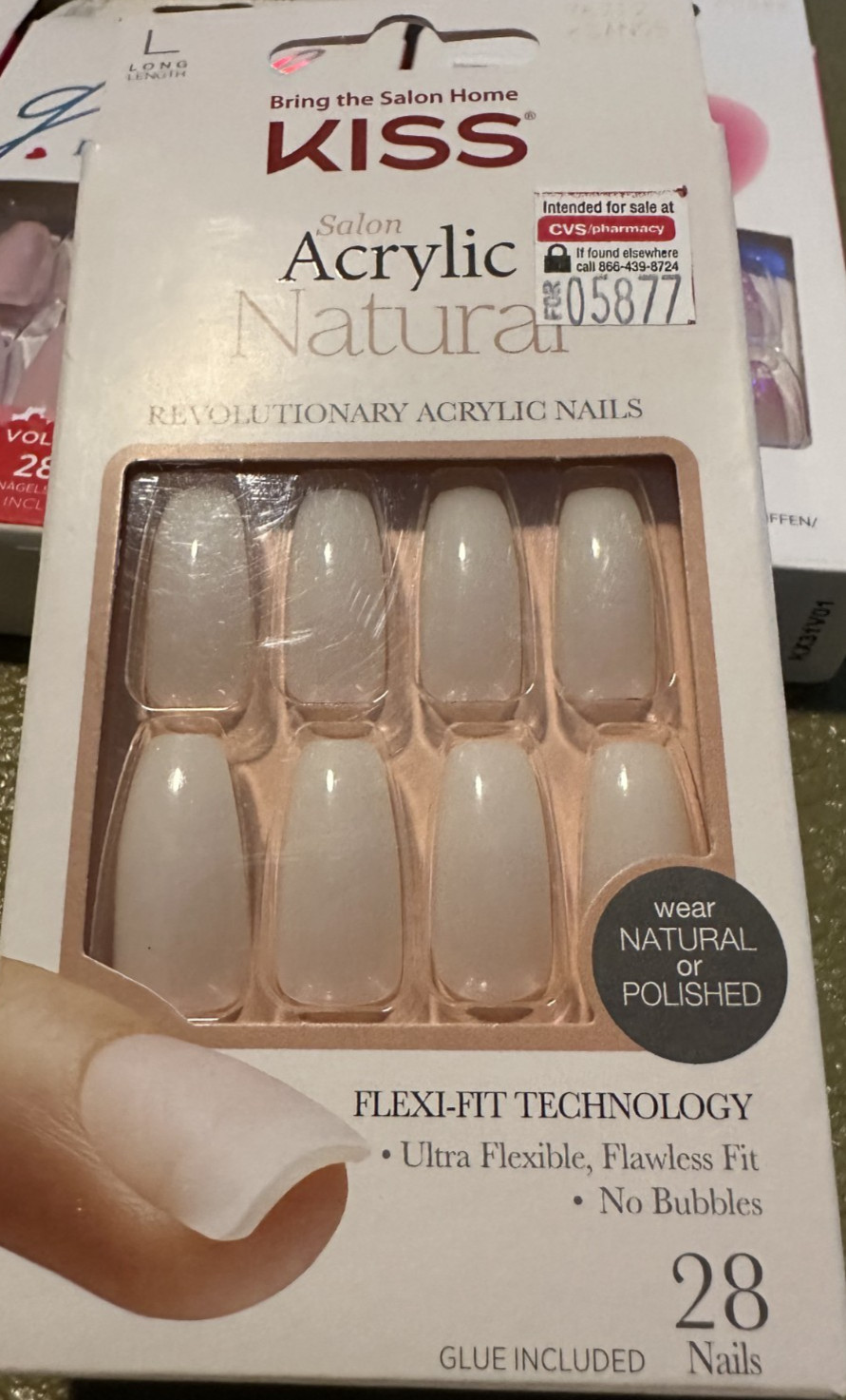 Kiss Nails Glue Long Acrylic Natural Manicure Square