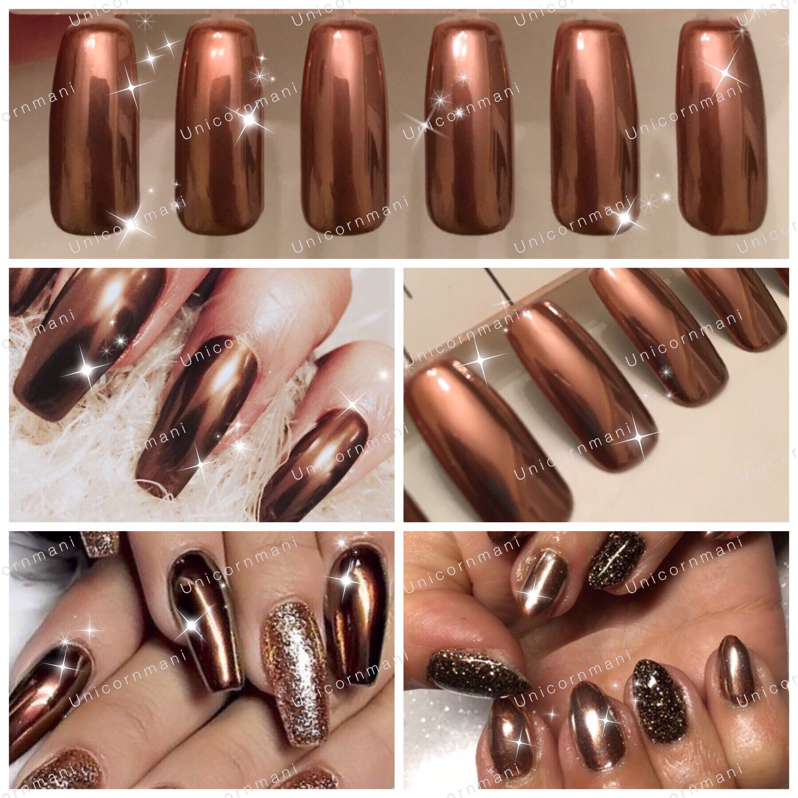 COPPER NAILS POWDER BRONZE Mirror Chrome Effect Pigment Nail Art UK SELLER (u)