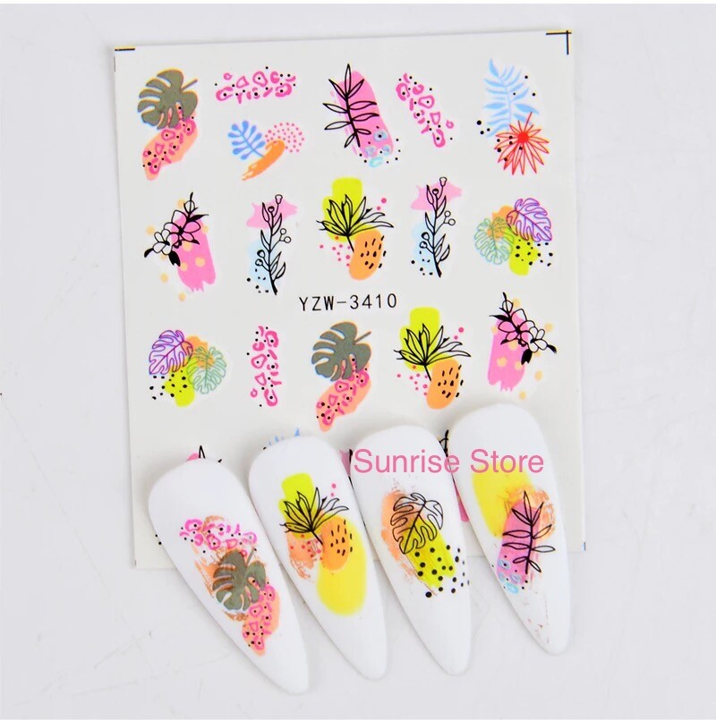 Nail Art Water Transfer Sticker Face Image Flower Leaf Floral Decal Manicure DIY