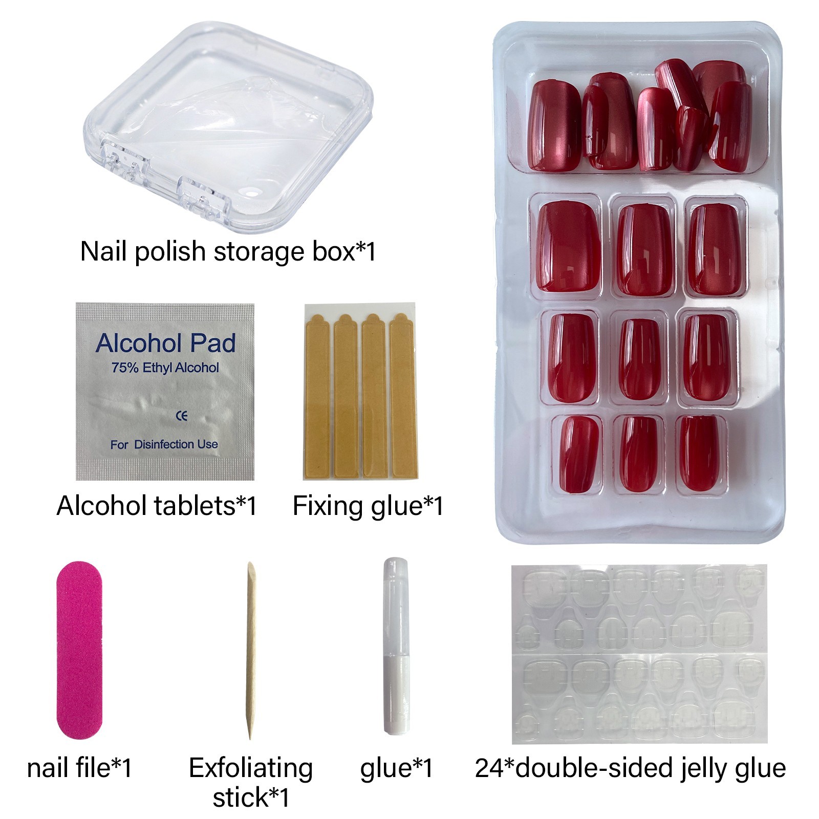 Red Cat Eye Press On Nails,Cat Eye Press on Nails – Instant Glamour, Effortless！