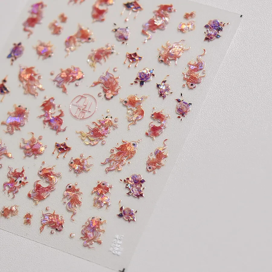 Chinese culture, orange goldfish as the theme of nail art stickers