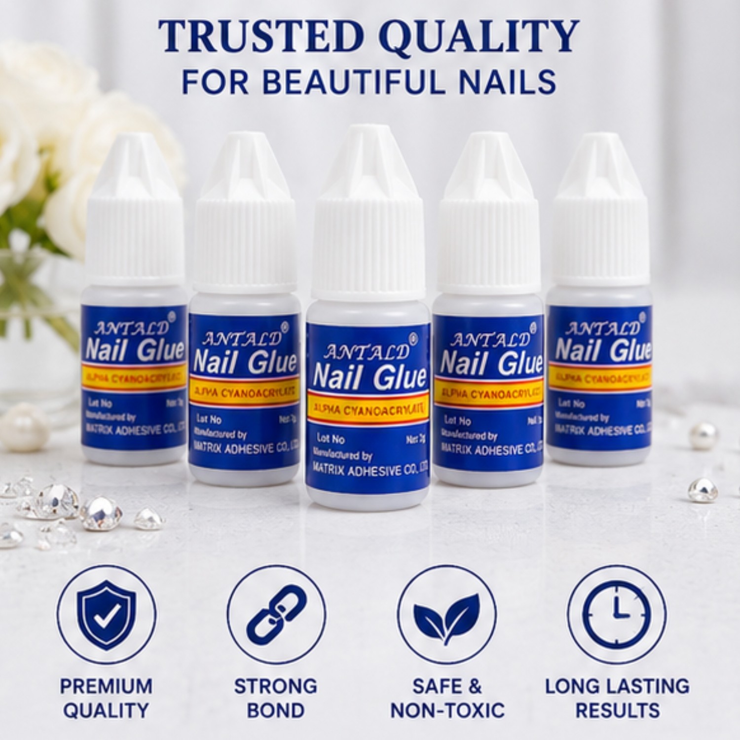 False Nail Glue 5x 3g Bottles Extra Strong Fake False Nail Glue Nail Art