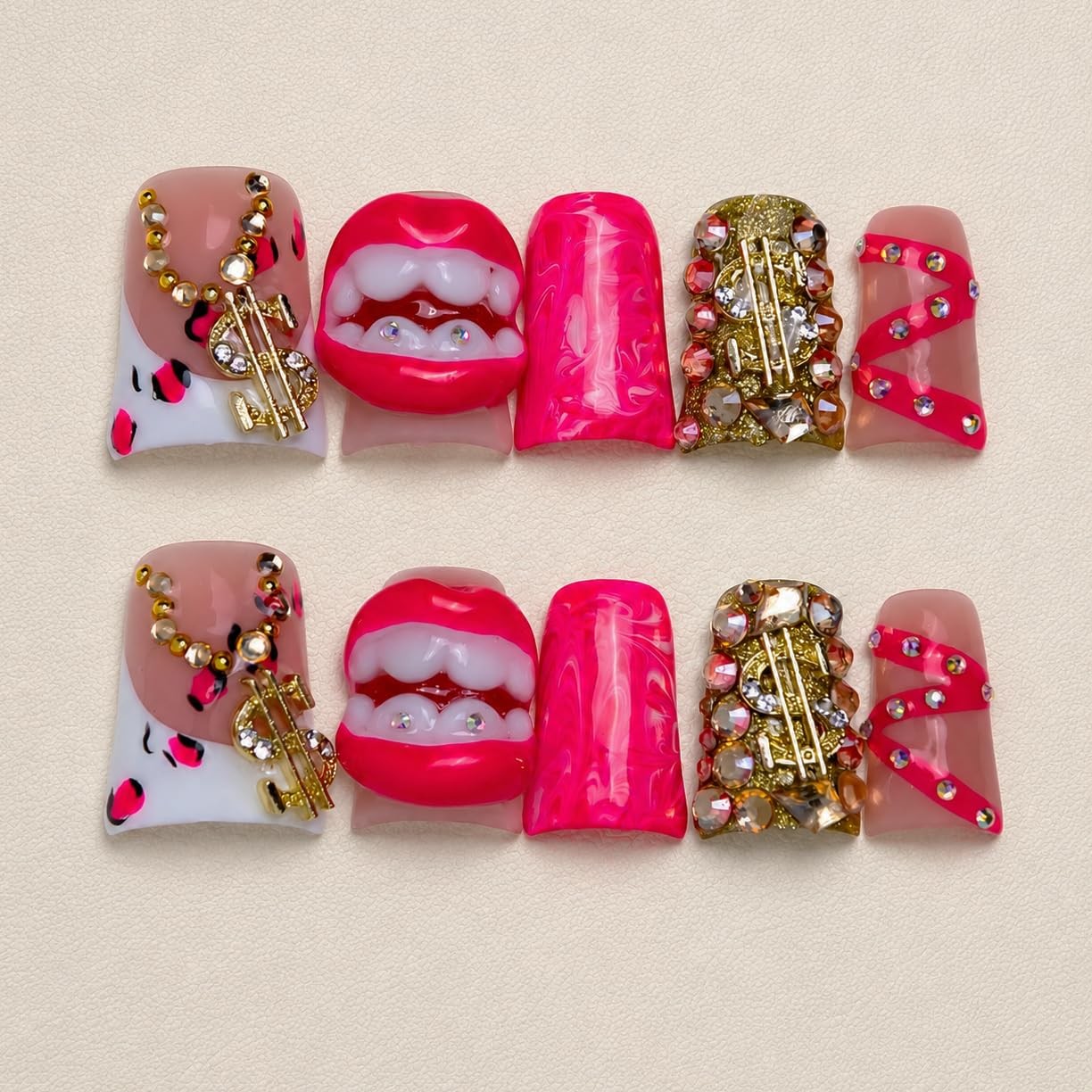 IntoVibes 10 Pieces Luxury Acrylic Press On Nails Short Handmade Duck Nails, …