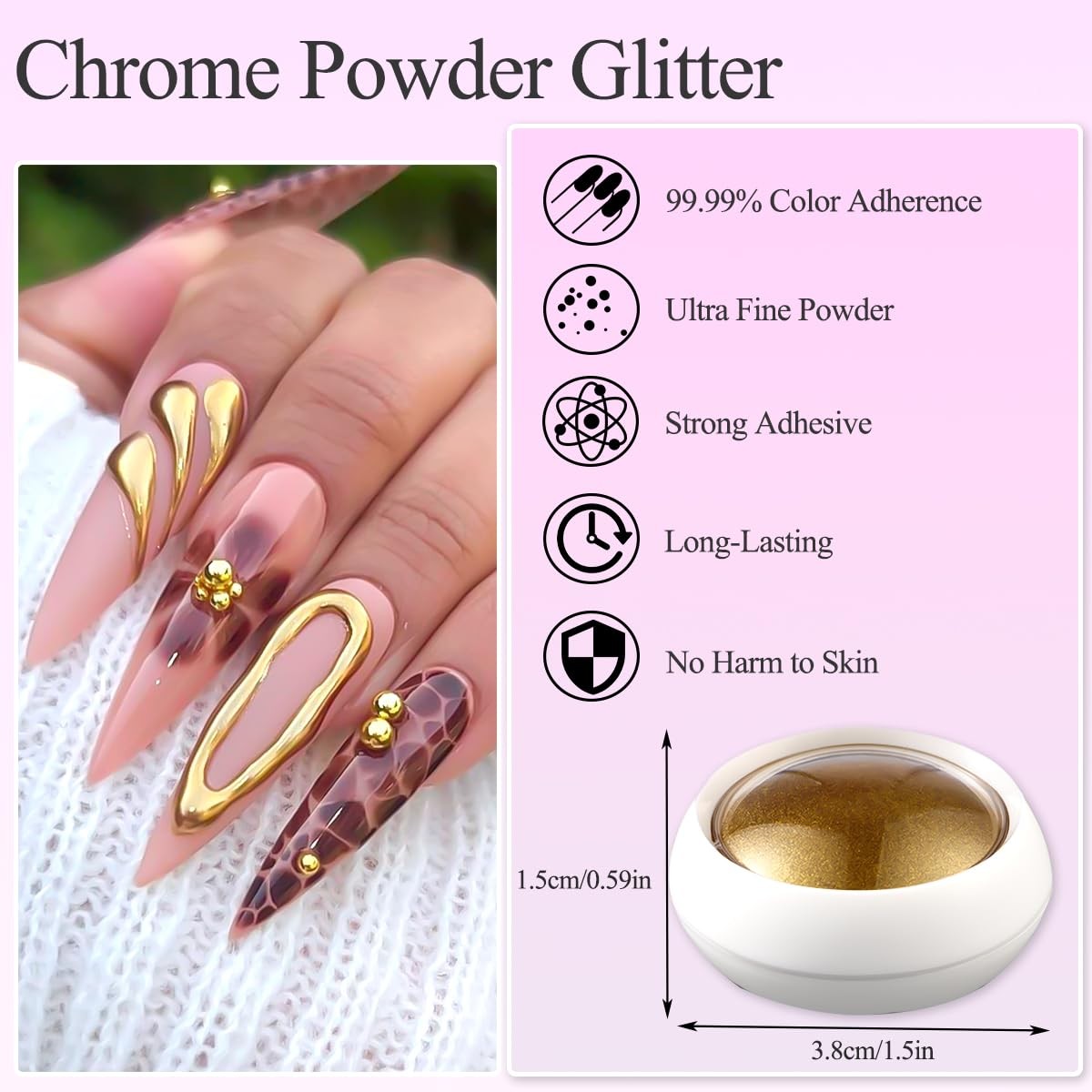 16 Jars Chrome Nail Powder for Gel Nails, Holographic Mirror Metallic Effect …