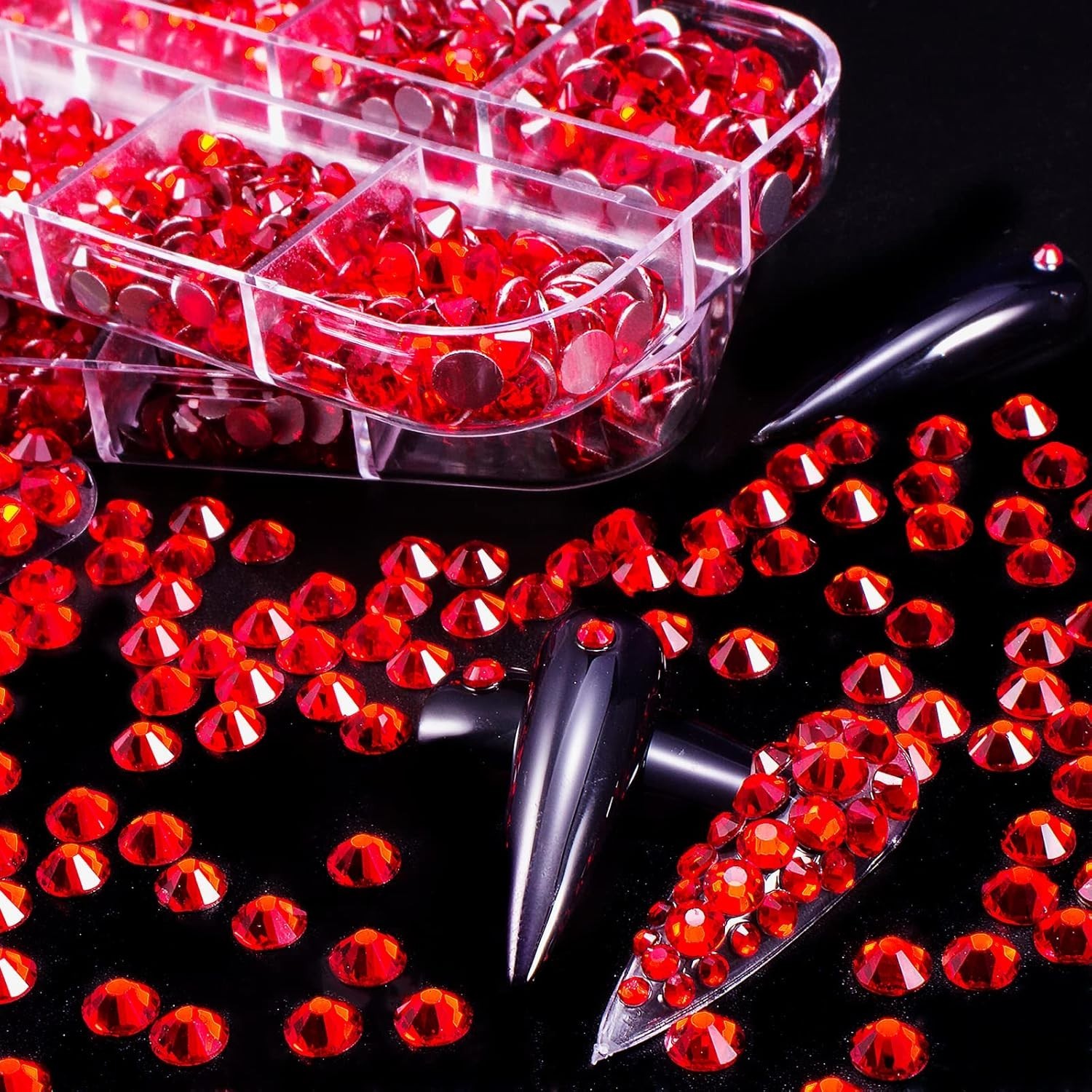 Nail Art Rhinestones Kit 2400Pcs Nail Gems Ab Flatback Rhinestones Gems Stones,