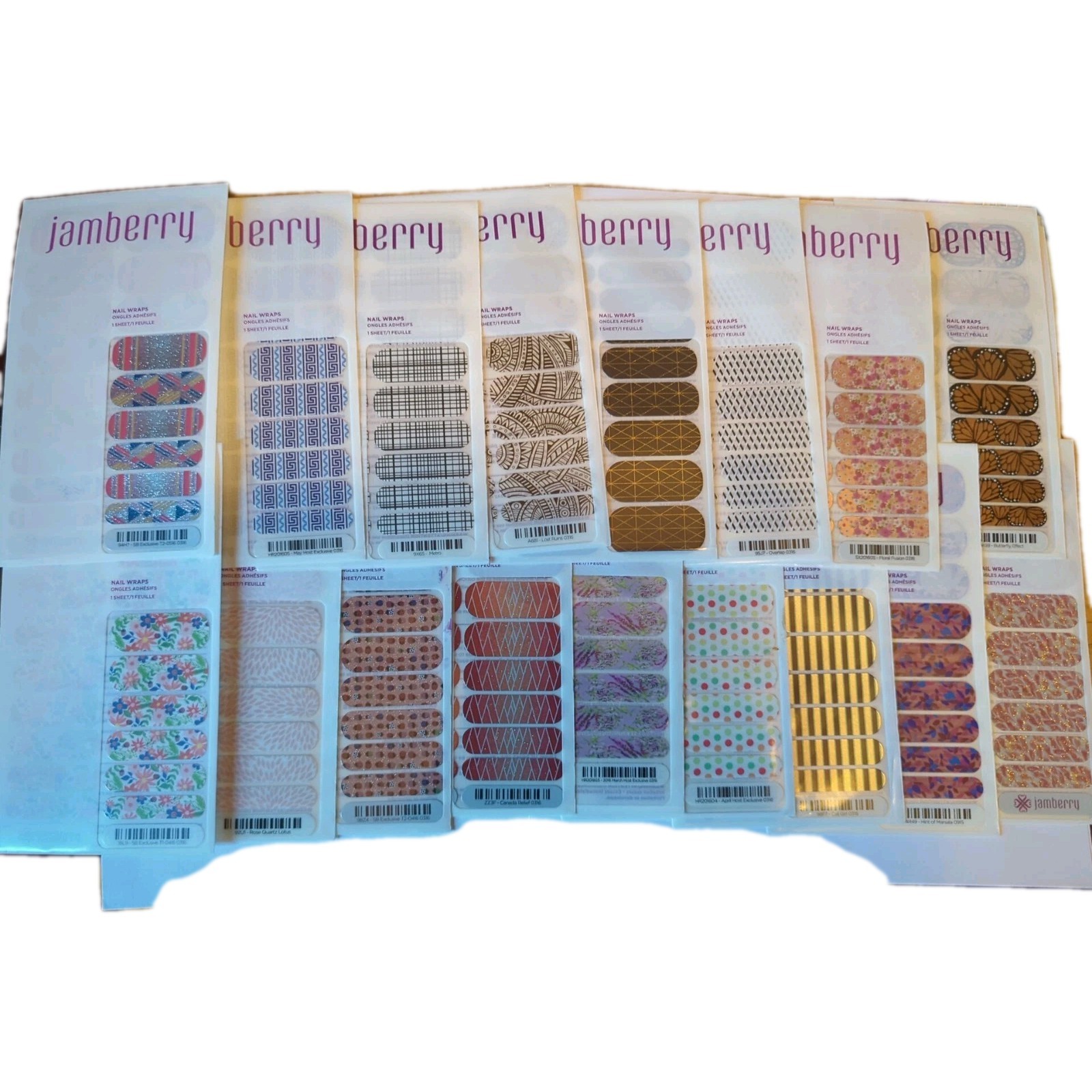 Jamberry Nail Wraps Full Sheet Random Lot of 13 New *Discontinued Full Sheets