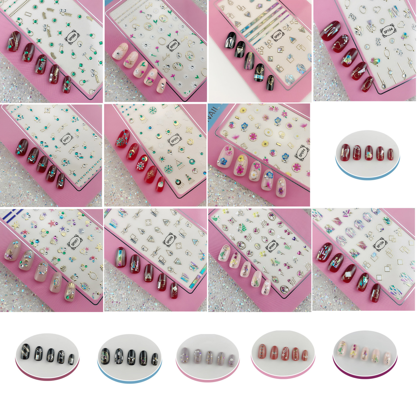 3D Nail Art Beauty Decal Stickers Adhesive Flower Daisy Starfish Geometry Line