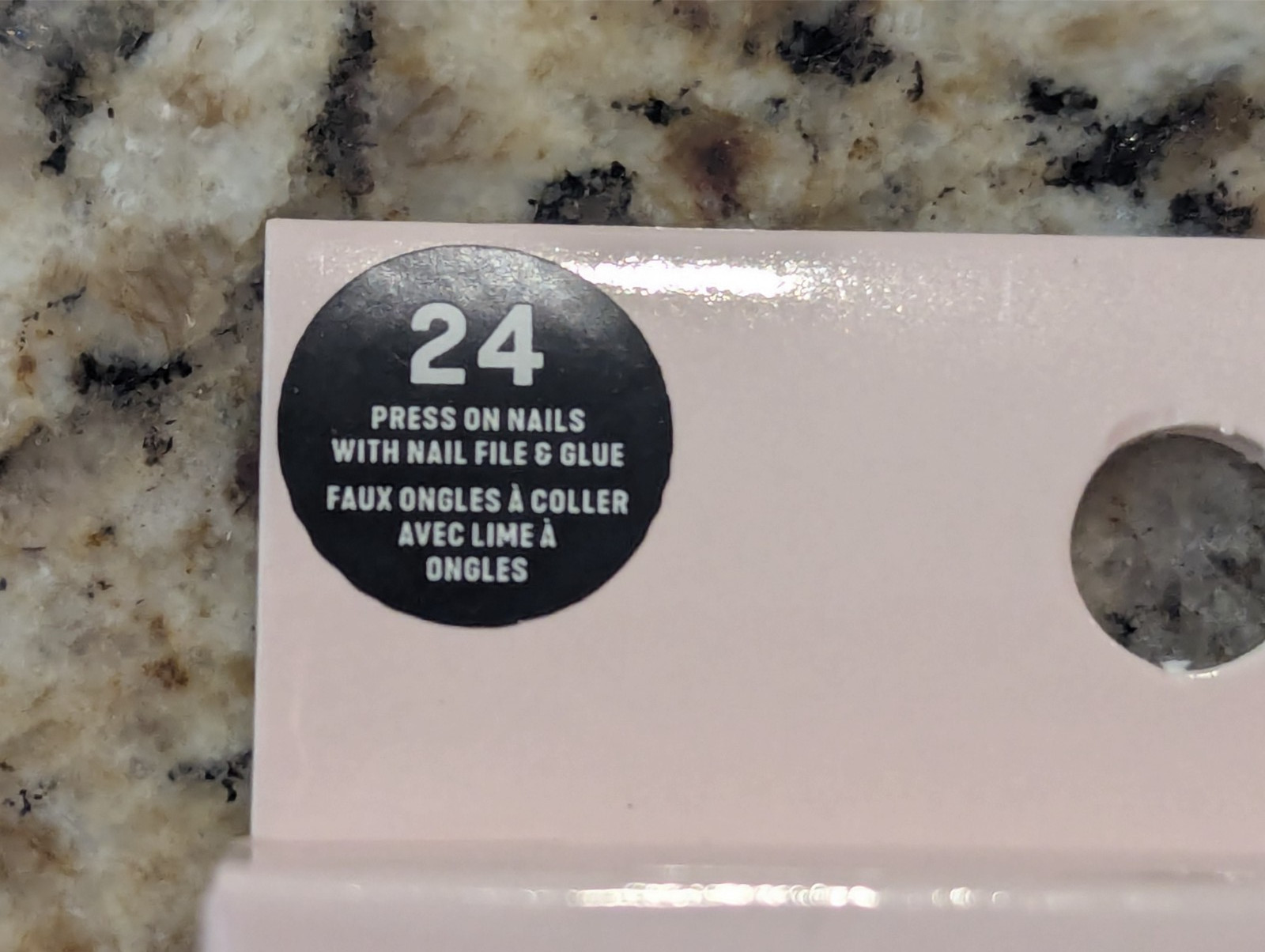 LA Express Beauty False Press On Nails File & Glue Almond 24 ct Pink Black Bows