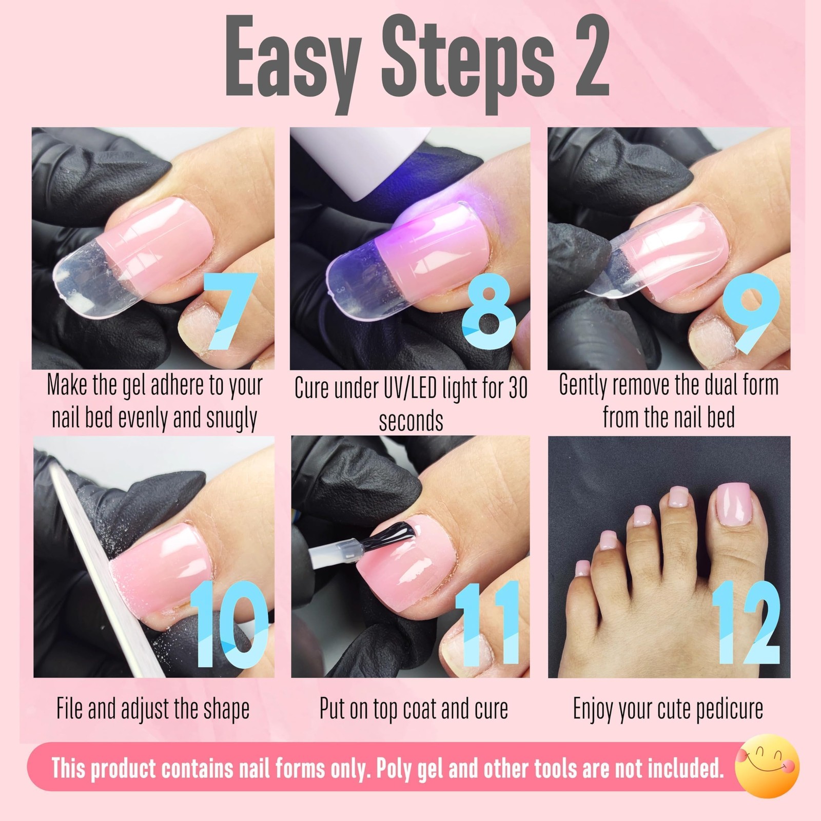 300 Pcs Toe Dual Nail Forms for Poly Gel Toenail Extension, Reusable Full Cov…