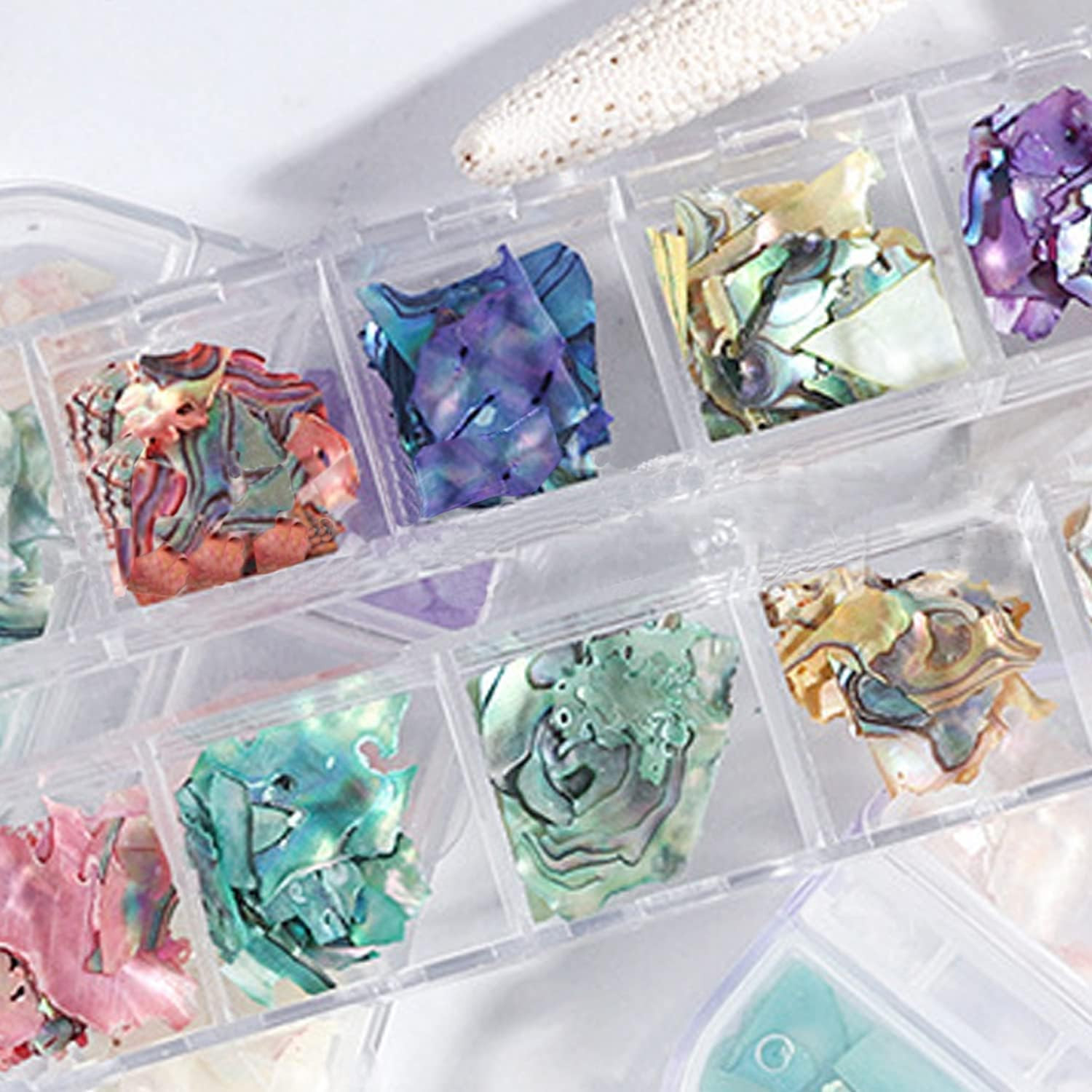 Abalone Seashell Nail Art Sequins, 3D Irregular Thin Nail Art Glitter Flakes Des