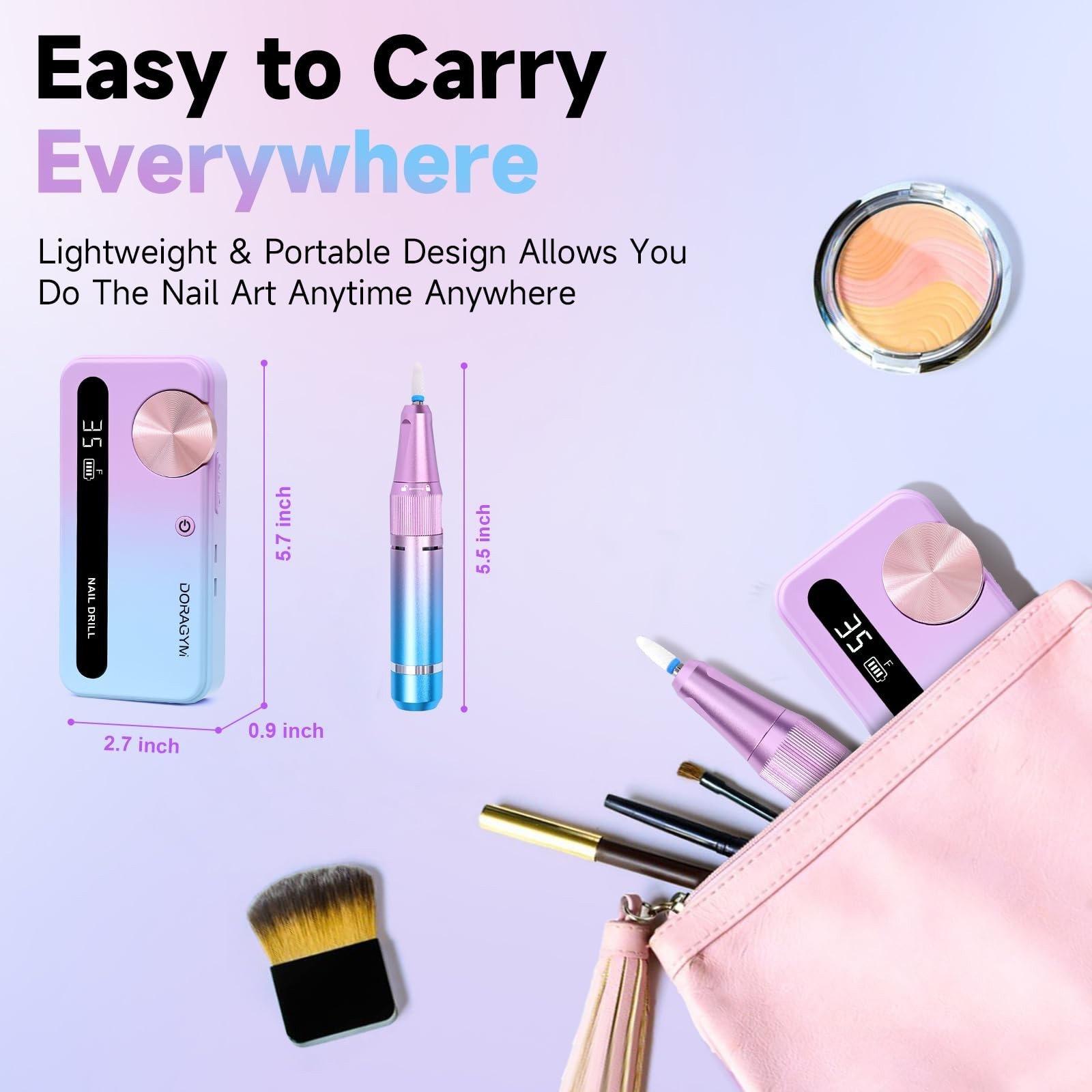 Nail Drill Professional, 35000RPM Electric Nail File Rechargeable, Portable N…