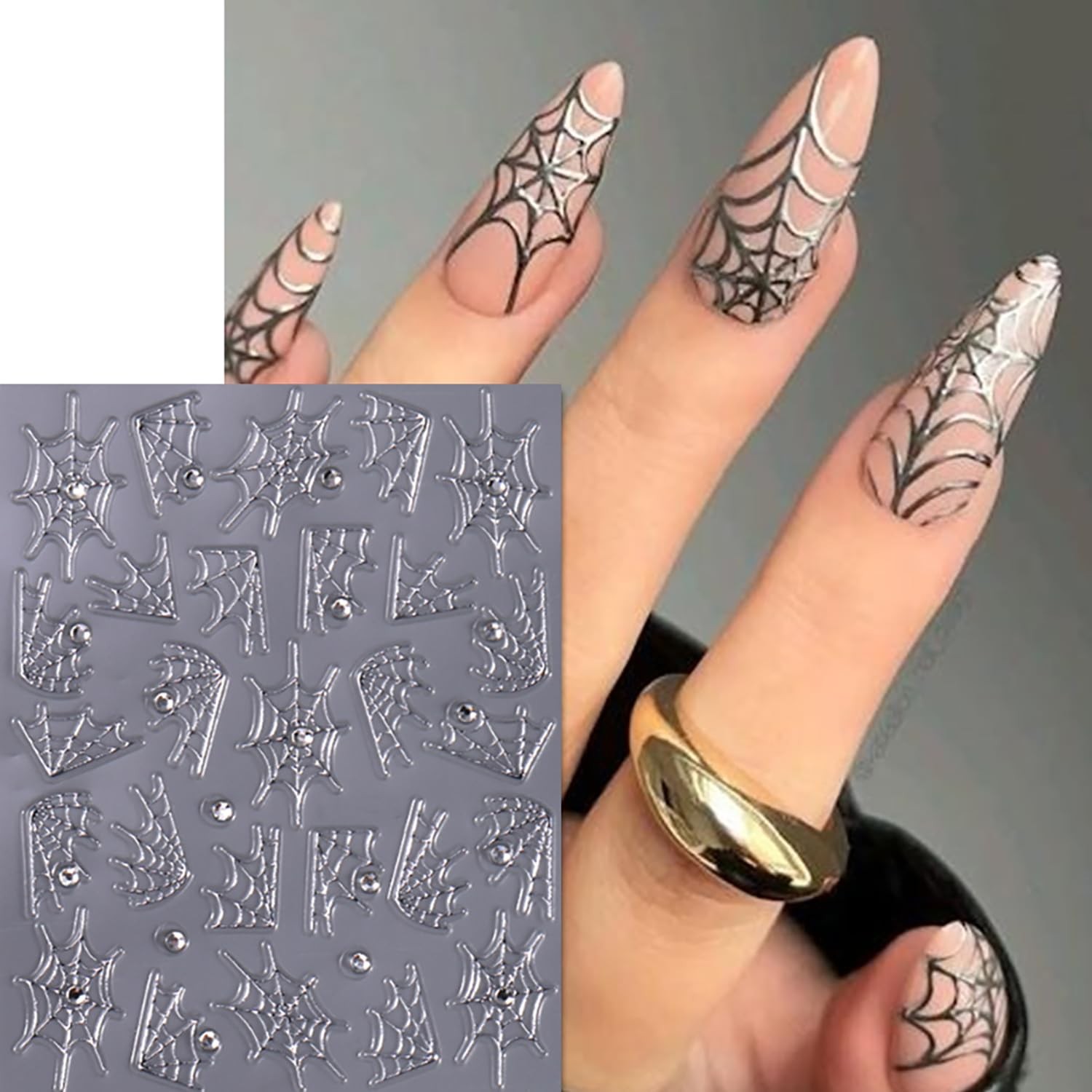 6 Halloween Nail Decals Stickers -Adhesive DIY Nail Art Tips Stencil for Hall…