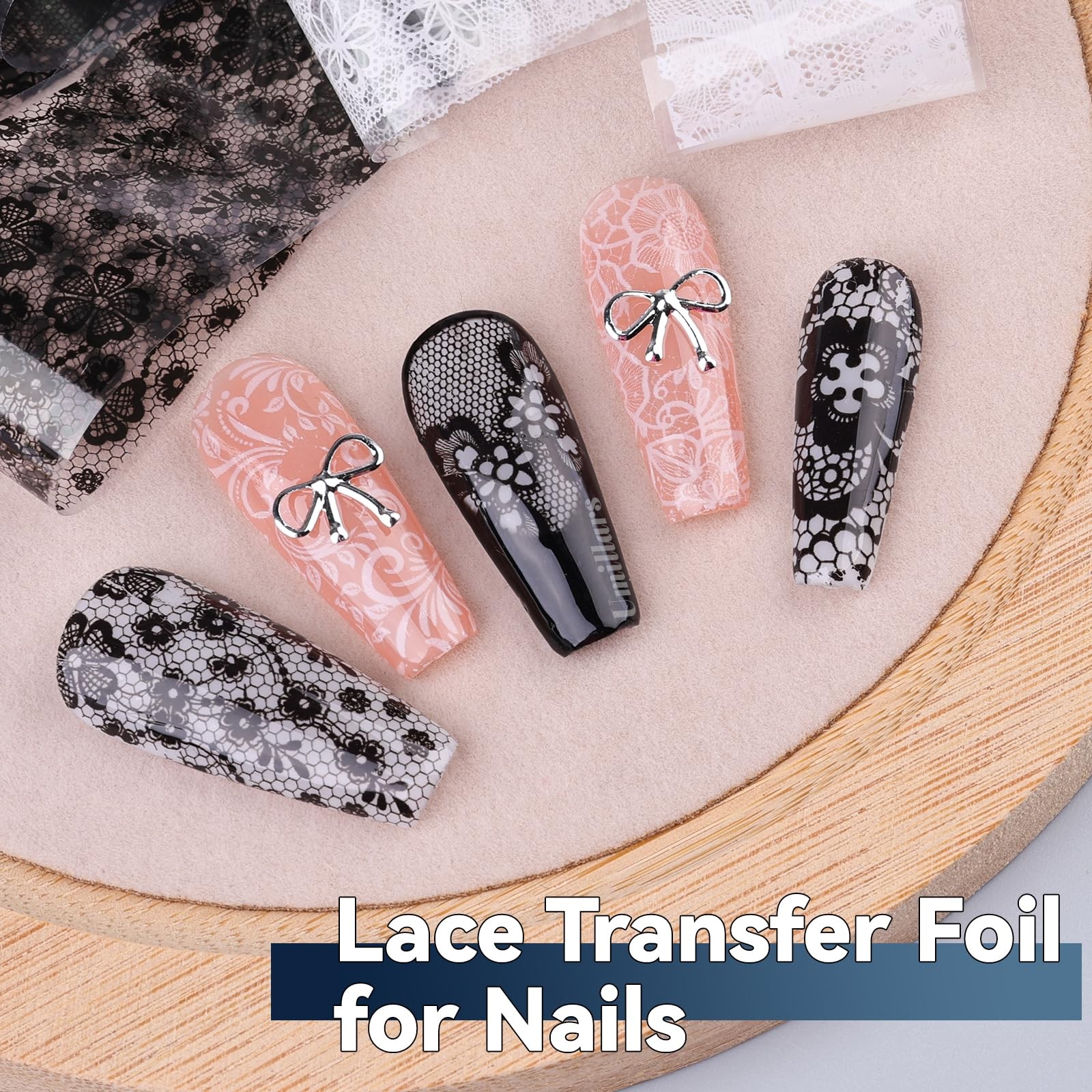 Umillars Black White Lace Nail Foils 2.5cm