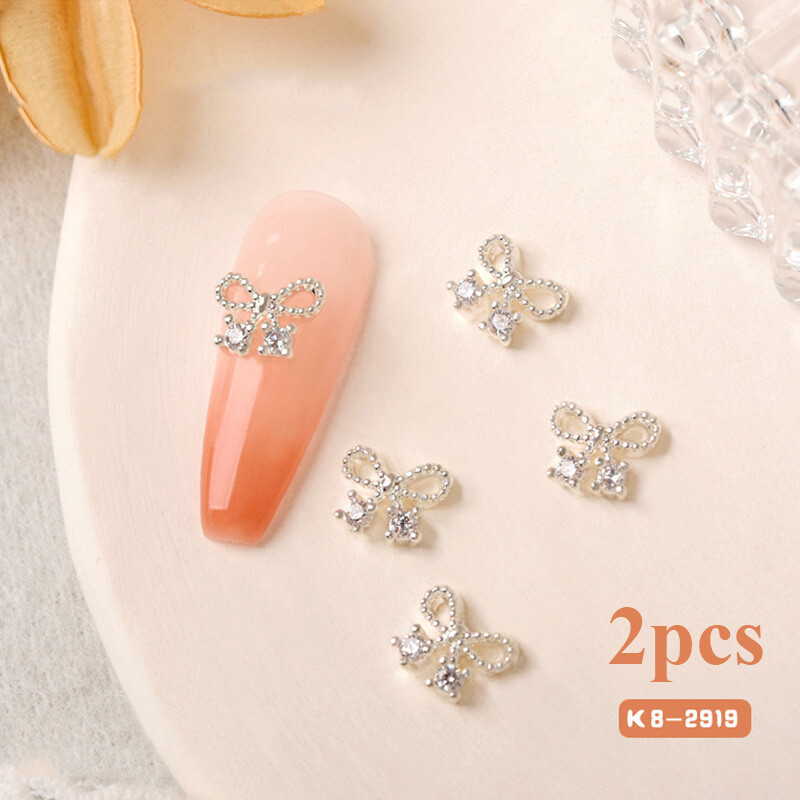 2pcs DIY Heart Butterfly Nail Art Decor Zircon Jewelry 3D Nail Art Rhinestones ⇓