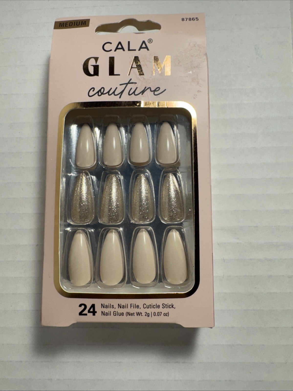 CALA Velvet Touch Magnetic Powder Finish Medium Coffin Press On Nails 24 Count