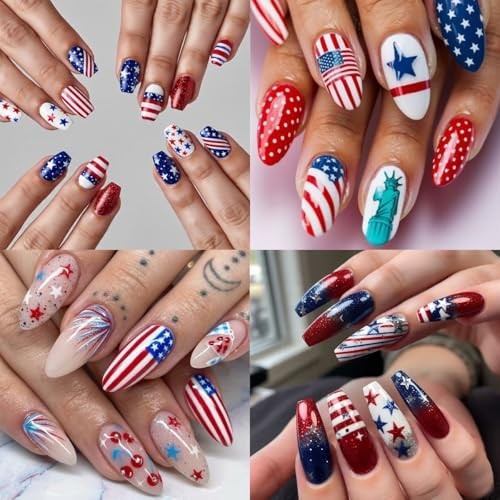 4th of July Nail Stickers for Nail Art Patriotic Independent day nail decals-3