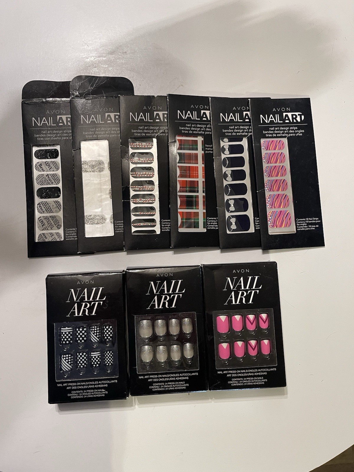 Vintage 90’s Avon Nail Art Lot: 9 Packs Press-On Nails & Design Strips