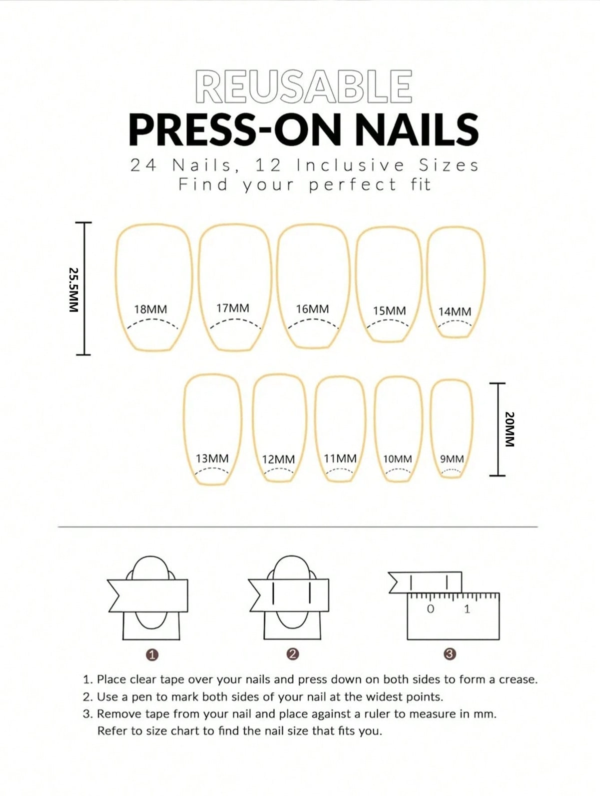 24pcs/set Short Coffin Shaped White Gradual Color Finger Nail Tips Kit False