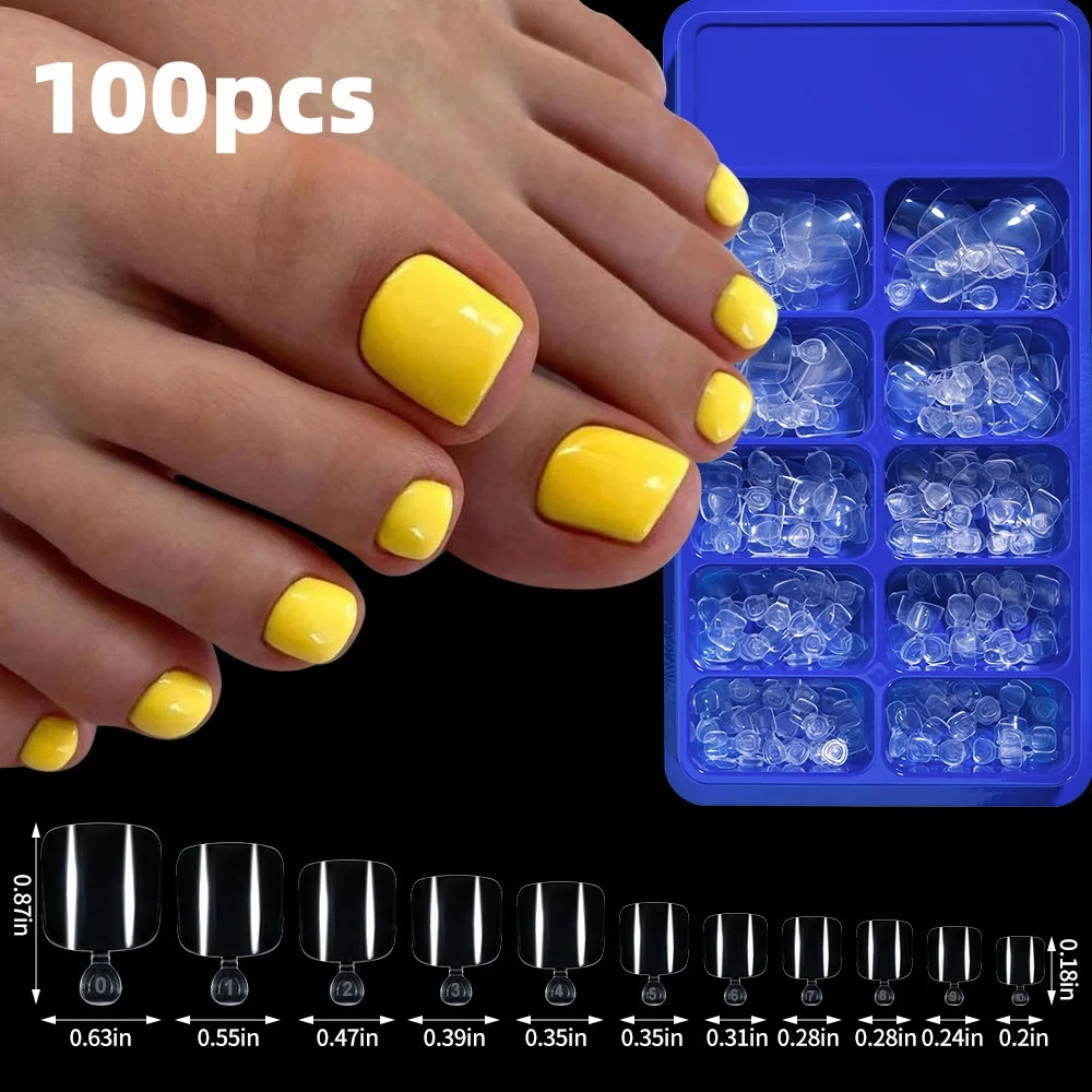 120pcs Press On Toenails Pink French Tip Short Square Glossy Finish False Foot