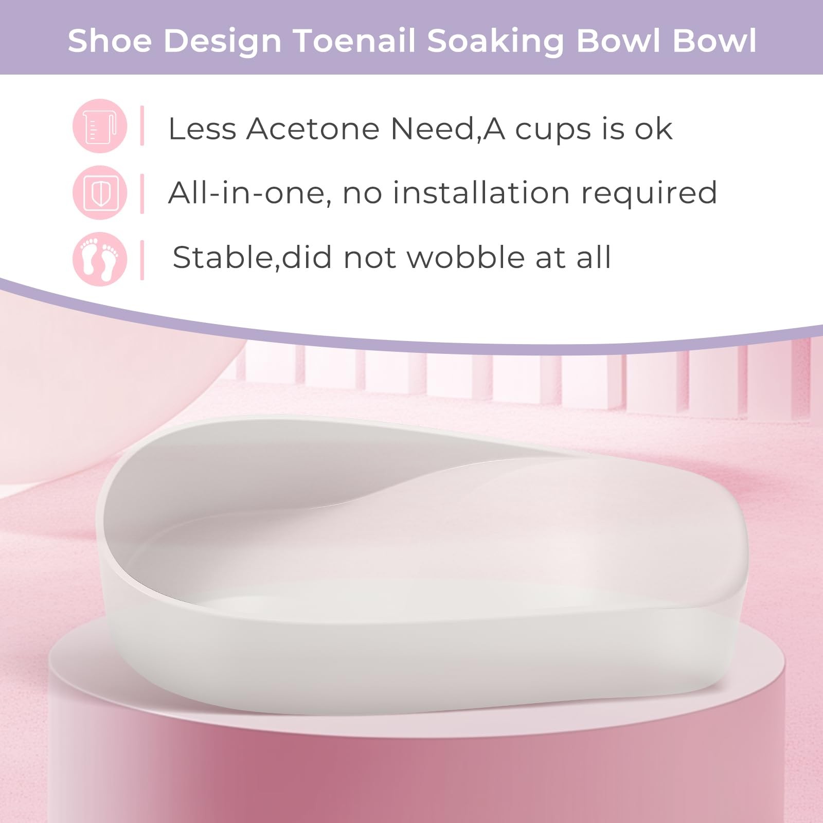 YGQQOY Toe Nail Soaking Bowl, Acetone Soak Off Bowl,Toe Soak Tray,Soak Off Gel