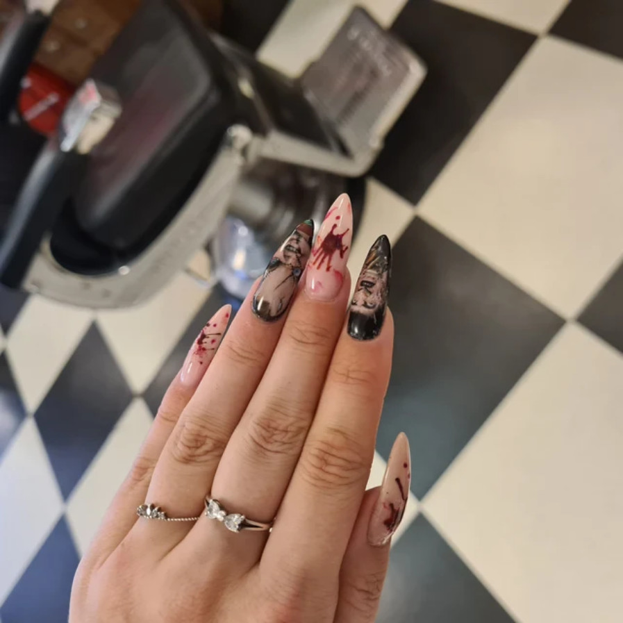Bride Chucky Horror movie Halloween Nail decals scary cartoon Nail art kit DIY