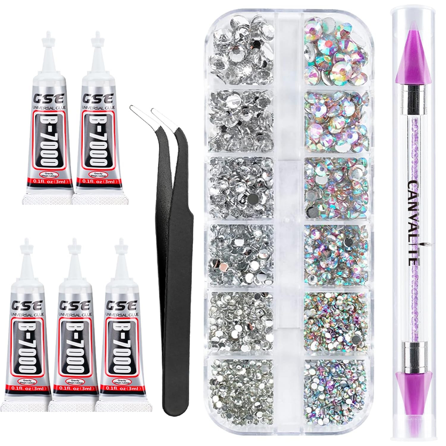 2784PCS Rhinestones Crystal AB Rhinestones for Nail with 5Pcs 3Ml B7000 Jewelry