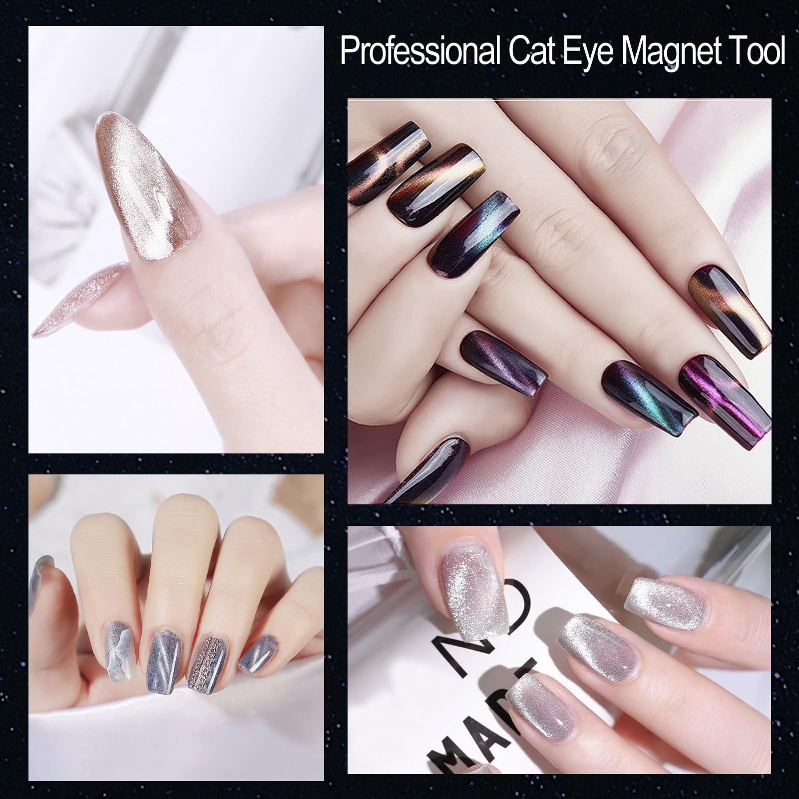 ZIRATONES 3 in 1 Nail Magnet with Heart Shaped Cat-Eye Tool, Apricot