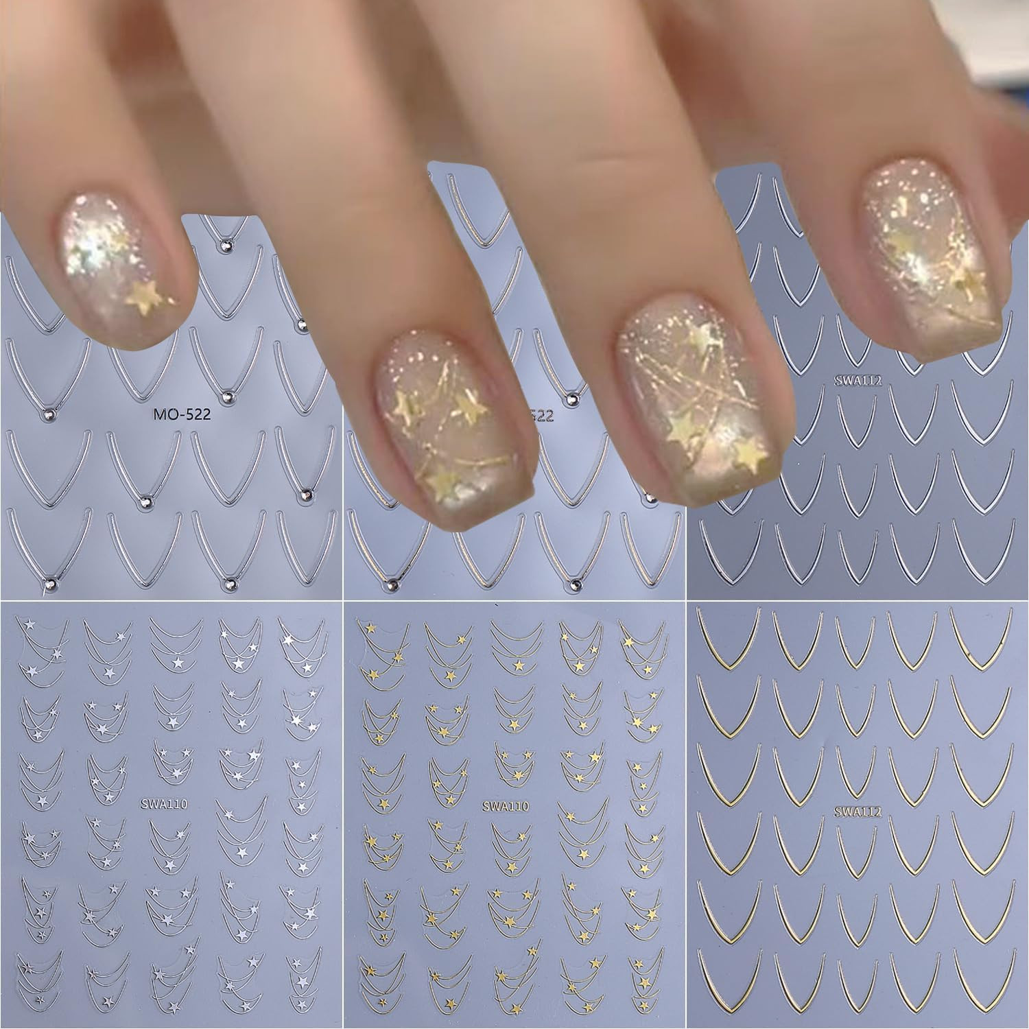 6 Sheets Fruit Nail Art Stickers Decals for Women | Lemon Strawberry Blueberry B
