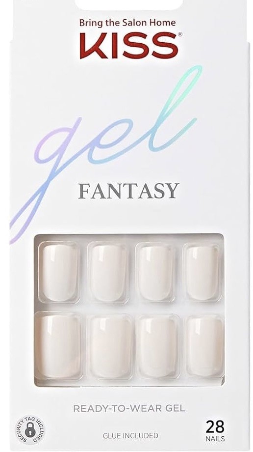 Kiss Gel Fantasy 28 White Nails Ready To Wear Glue Included 93419/FC16 Sz Short