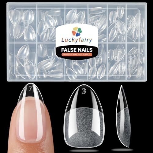 Short Almond Nail Tips, 240pcs Soft Nail Gel Tips Pre-Shaped A-ShortAlmond