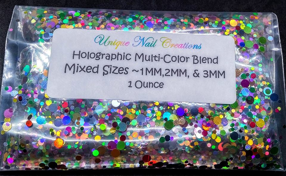 Bulk 1 OZ Holographic~DOT Shape Glitter~Multi-Sizes~U CHOOSE Color~ USA