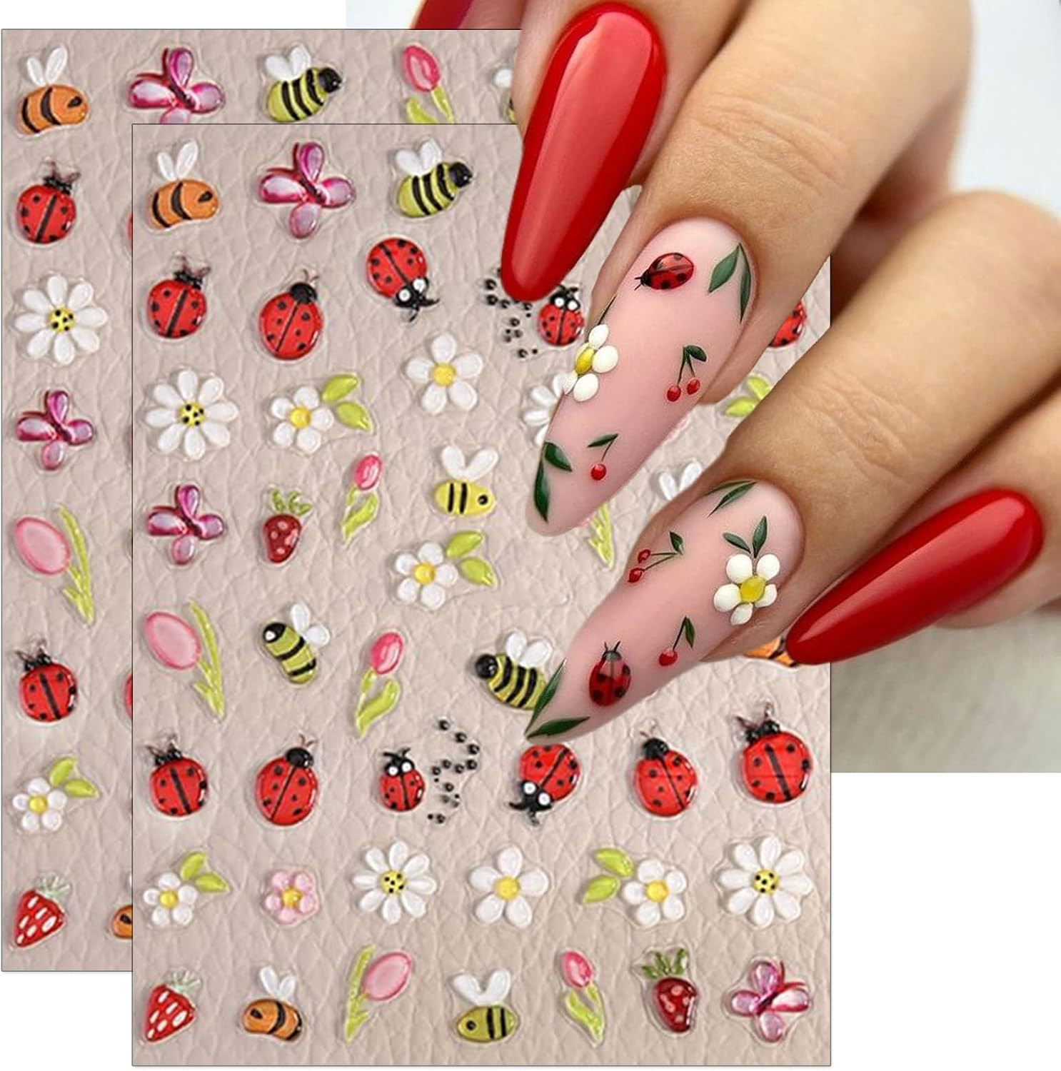 Ant Nail Stickers, Realistic Insect Self-Adhesive Nail Art Decals for Women Girl