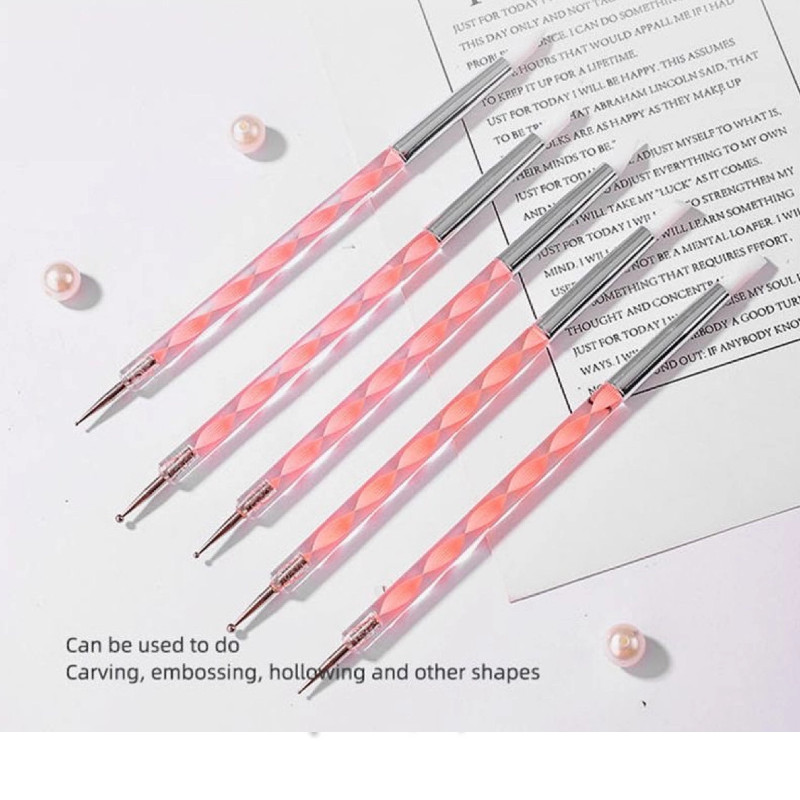 5pcs Nail BRUSH SET Dotting Acrylic UV Builder Art Gel Nail Silicone Brush Kits