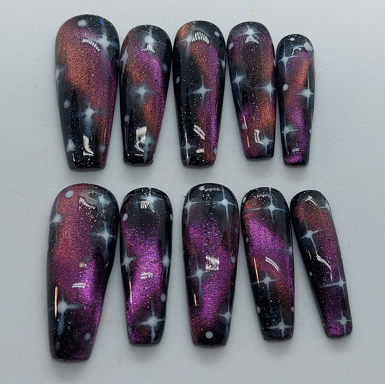 Black Galaxy Outer Space Stars Science Astronaut Moon Press on Nails Black Nails