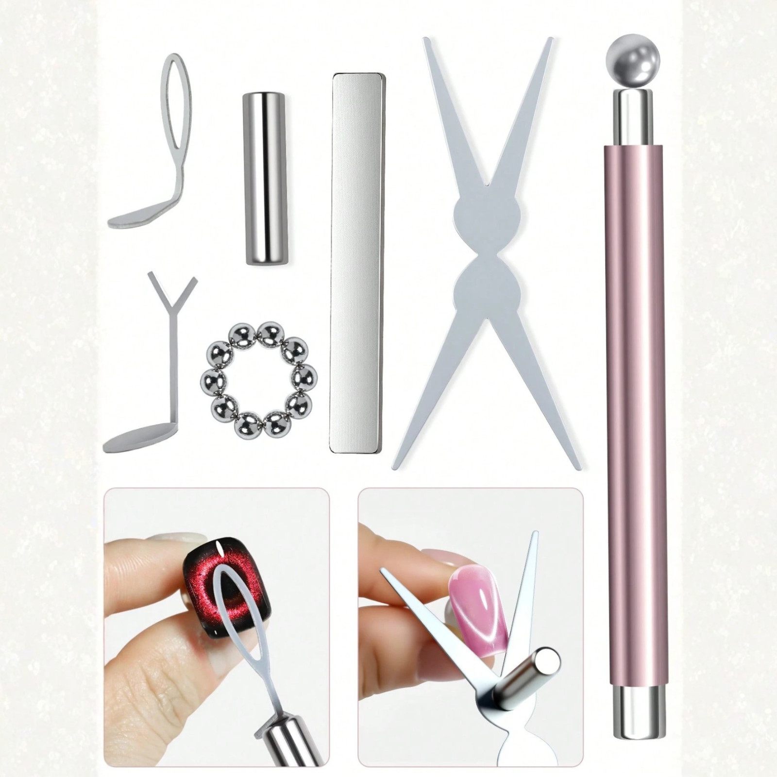Nails Gel Polish Cat Eye Magnets 7pc French Nail Art Supplies Magnet Stick Nails