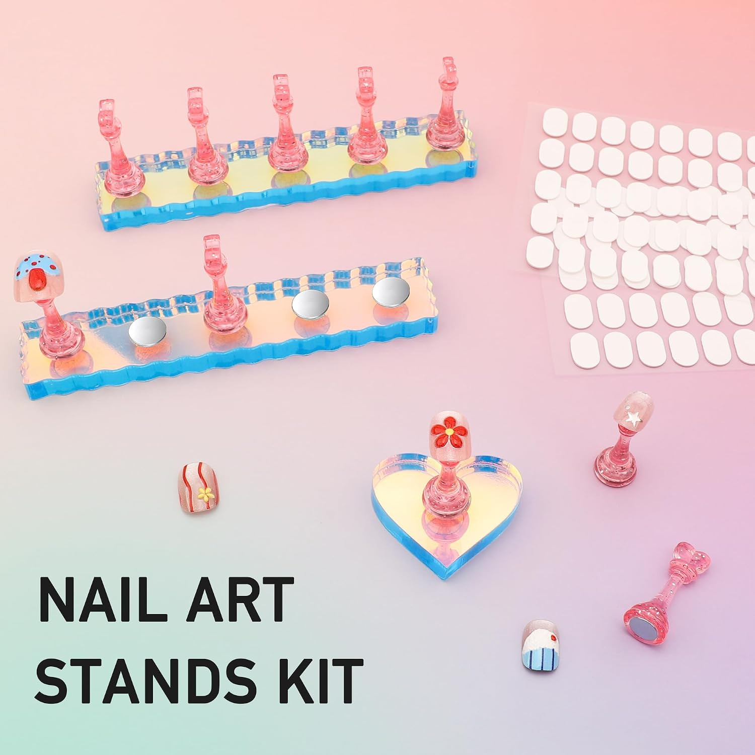 2 Set Nail Stand, Nail Holder for Painting Nail Stand for Press Ons with Double-