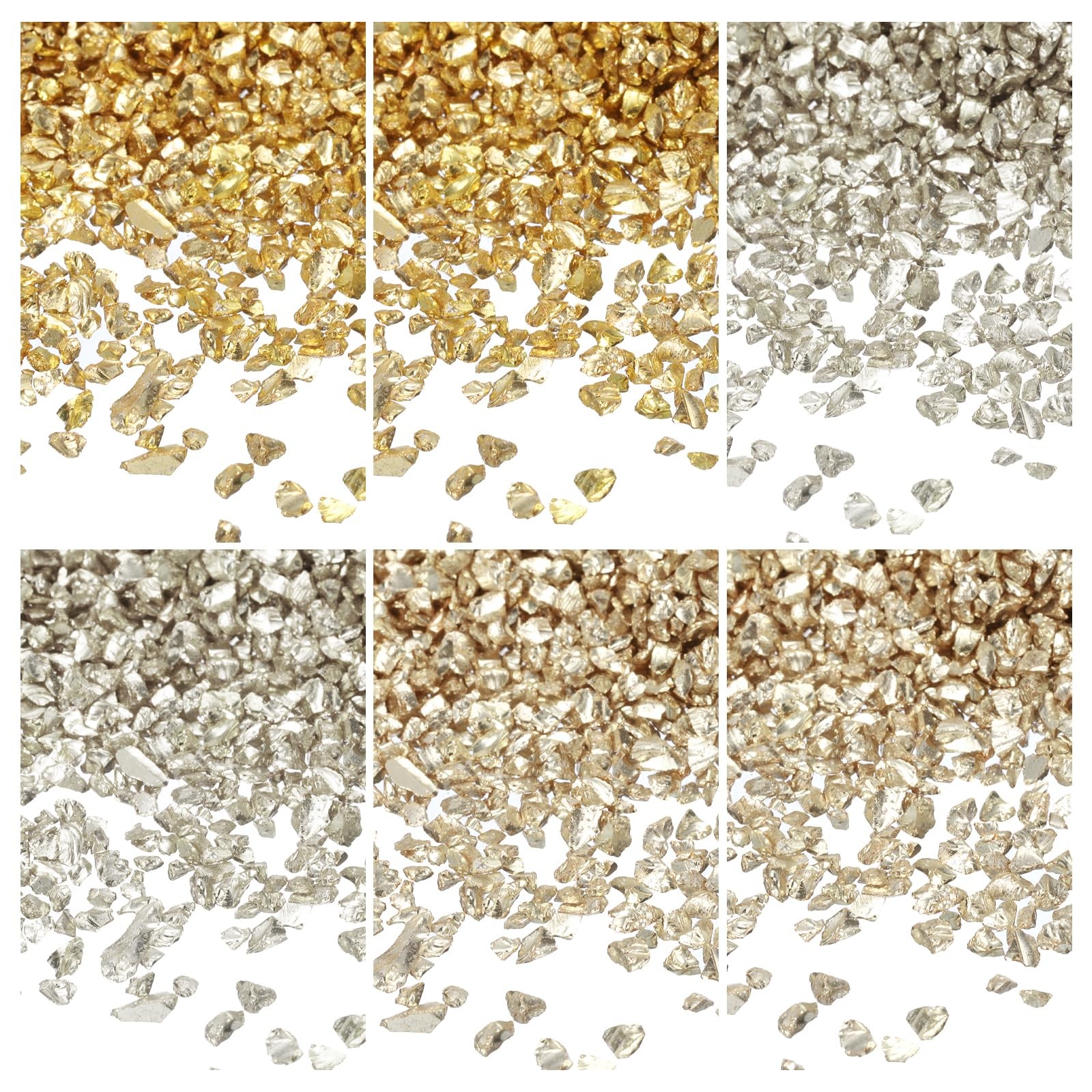 MECCANIXITY 26g Crushed Glass for Crafts, 2-4mm Metallic Irregular Glass Chip…