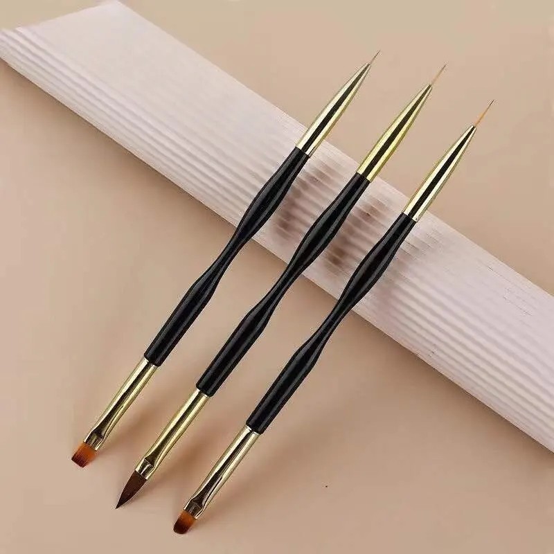 3pcs Double- Headed Nail Art Painting Pens Fine Detail Carving Wire Drawing