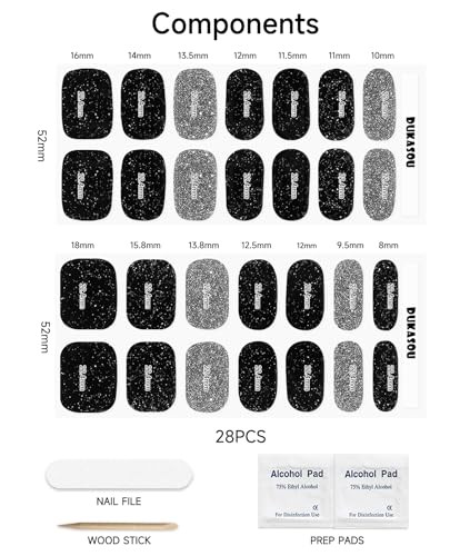 Semi Cured Gel Nail Strips (Dancing Queen), 28 pcs UV Gel Nail Stickers for