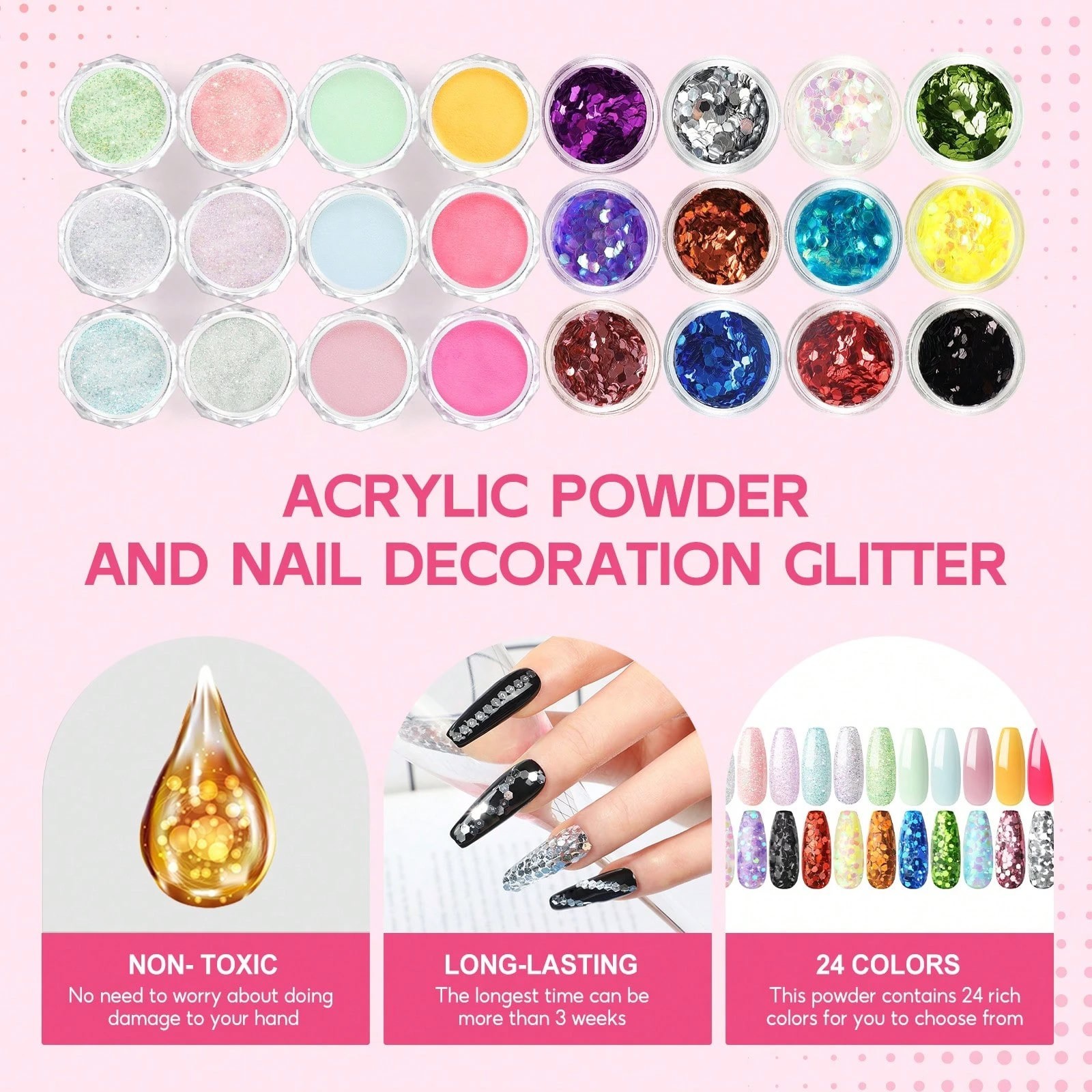 Acrylic Nail Kit with Drill UV Light 16 Colors Powder Beginner Set