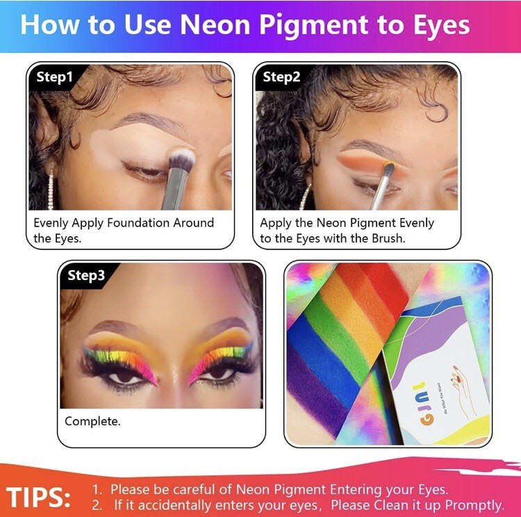 12 Color Neon Pigment Powder Set Glow In Dark Luminous Eye Shadow Nails Art Make