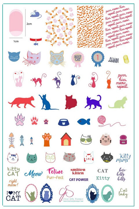 Clear Jelly Stamper CJS-55 Nail Stamping Plate (Cats Theme)