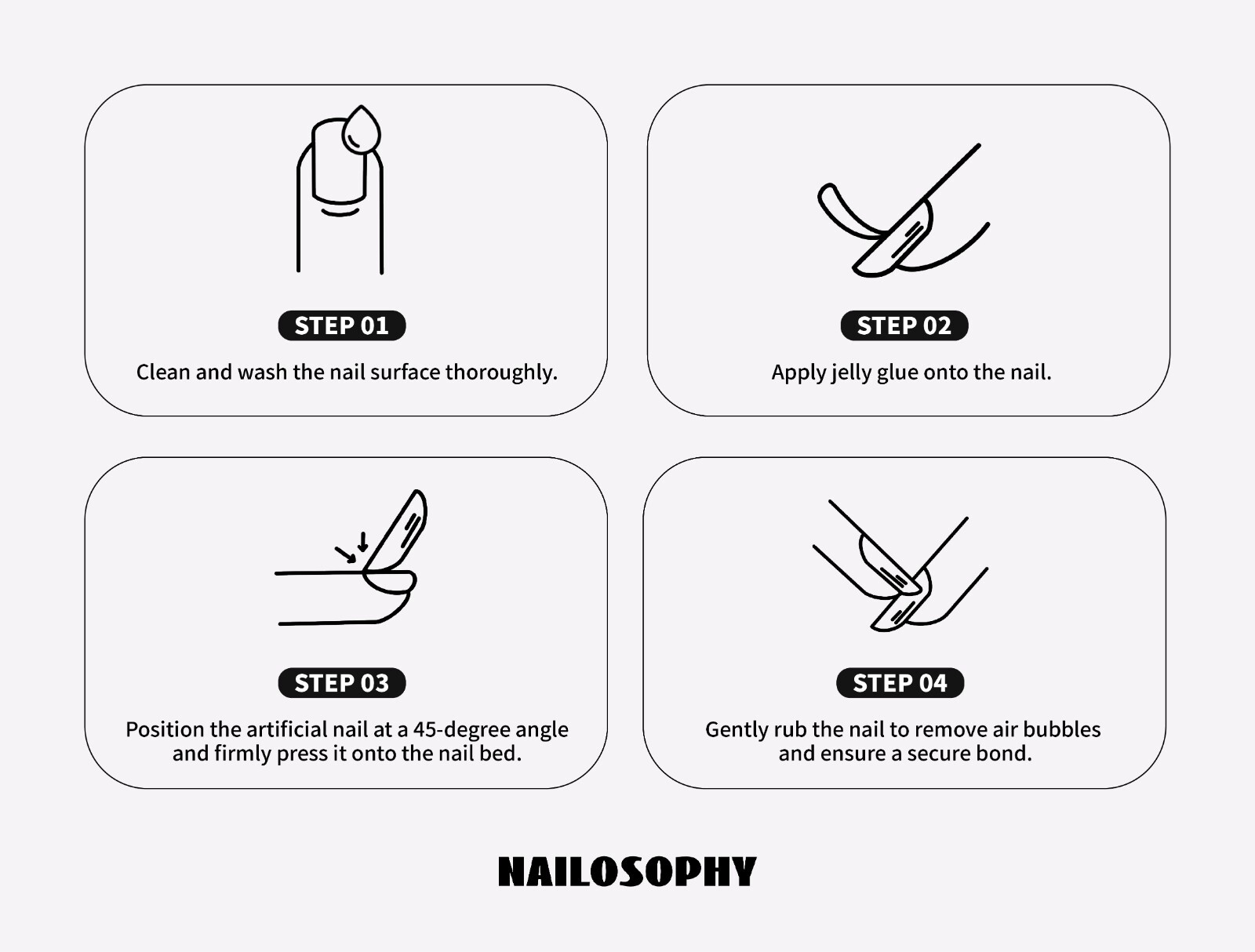 Nailosophy Midnight Reflections Handmade Artificial Nails – Medium Size