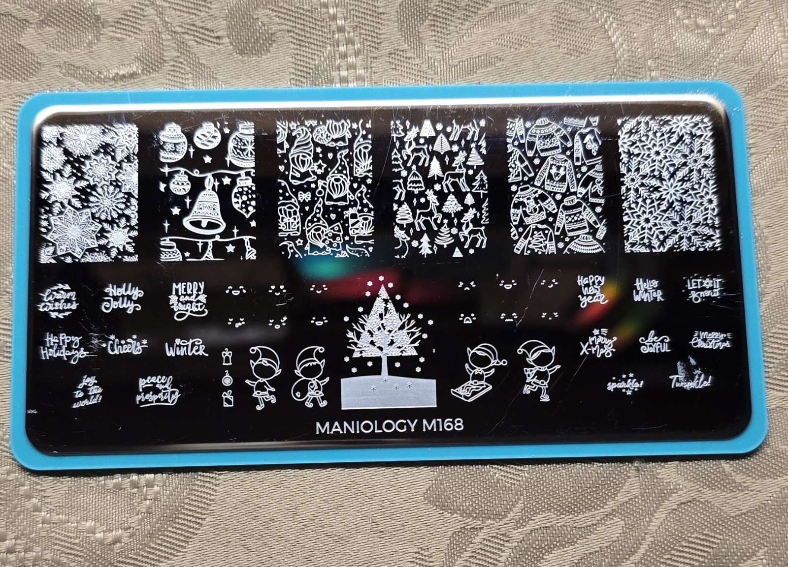 Maniology M167 M168 Treat Your Elf Christmas Snowman Sweater Nail Stamp Plate