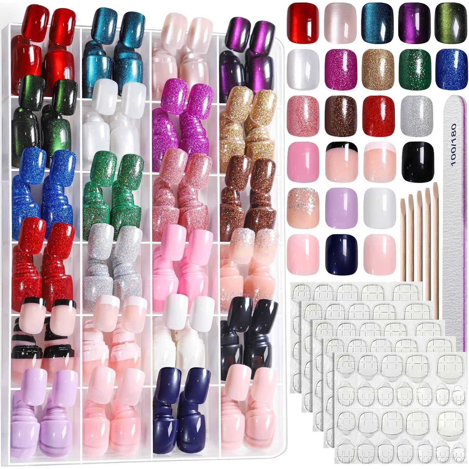 Uñas postizas cortas, 24 colores, 576 PCS. Uñas postizas cortas,Uñas cortas redo