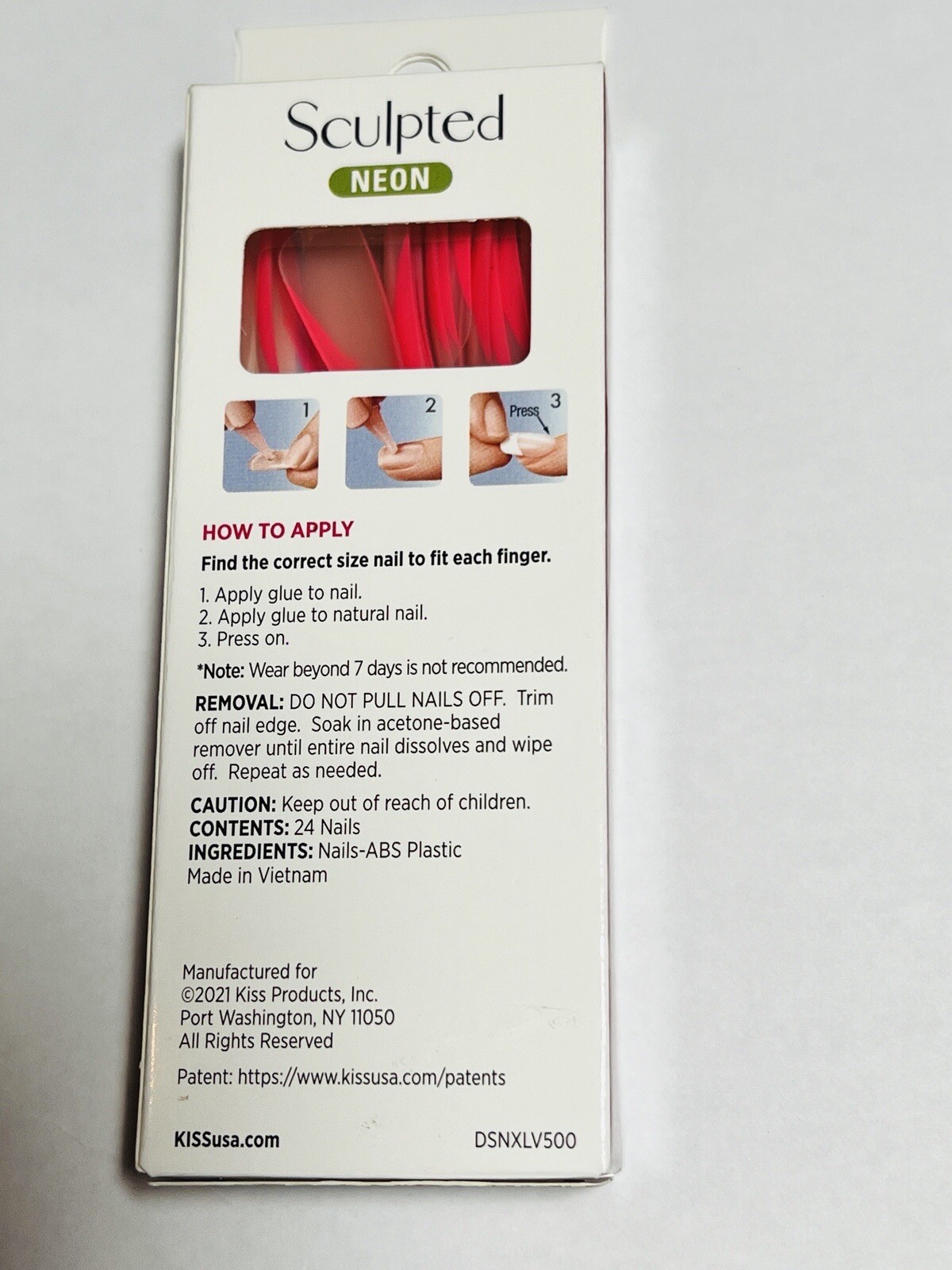 L.A. Colors Nails 24 pieces Sculpted Volume Sculpted Neon Extra Long Pink tips